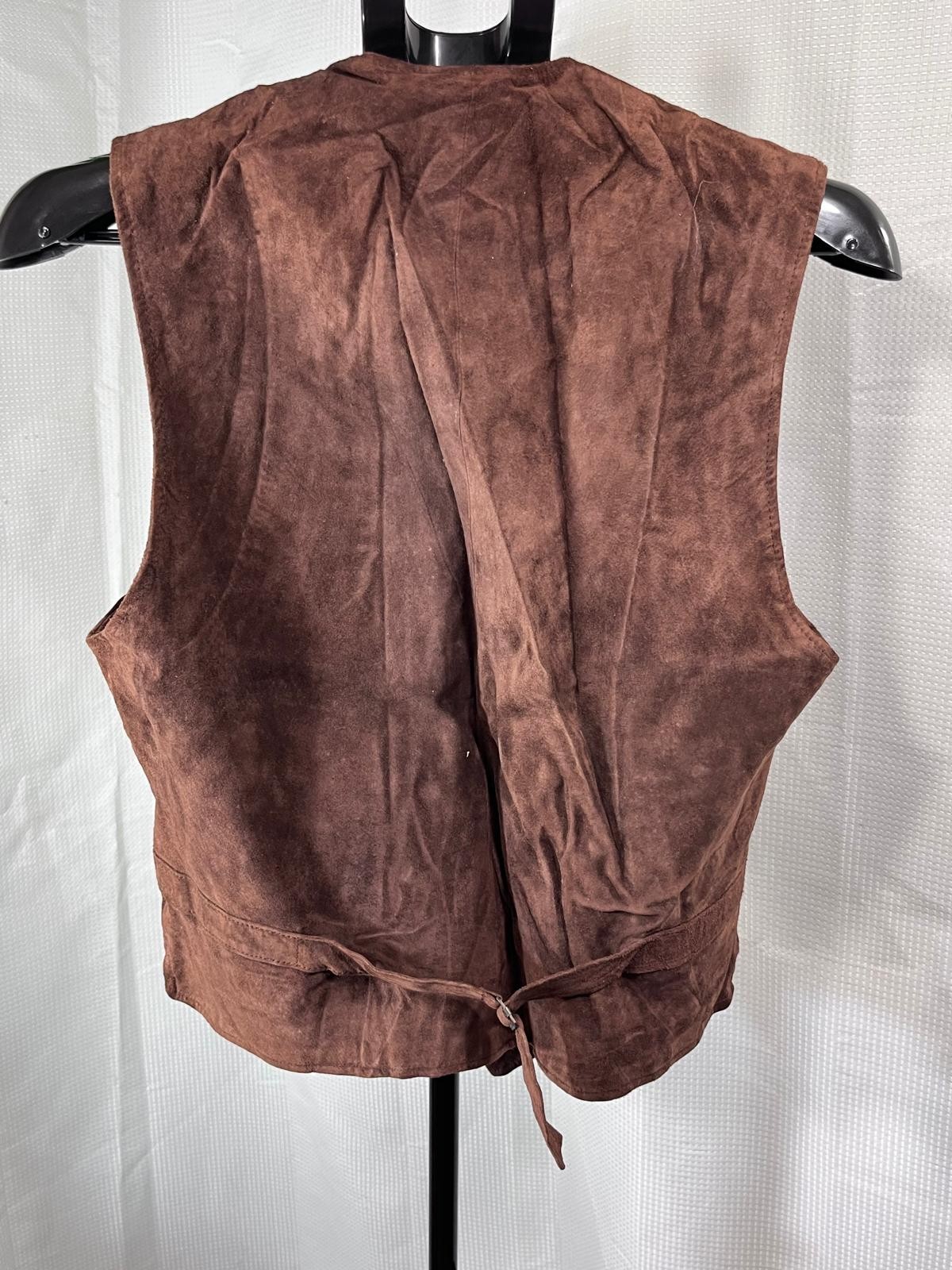 Vintage Gap Brown Suede Leather Vest Mens Small Western Waistcoat 4 Pocket S
