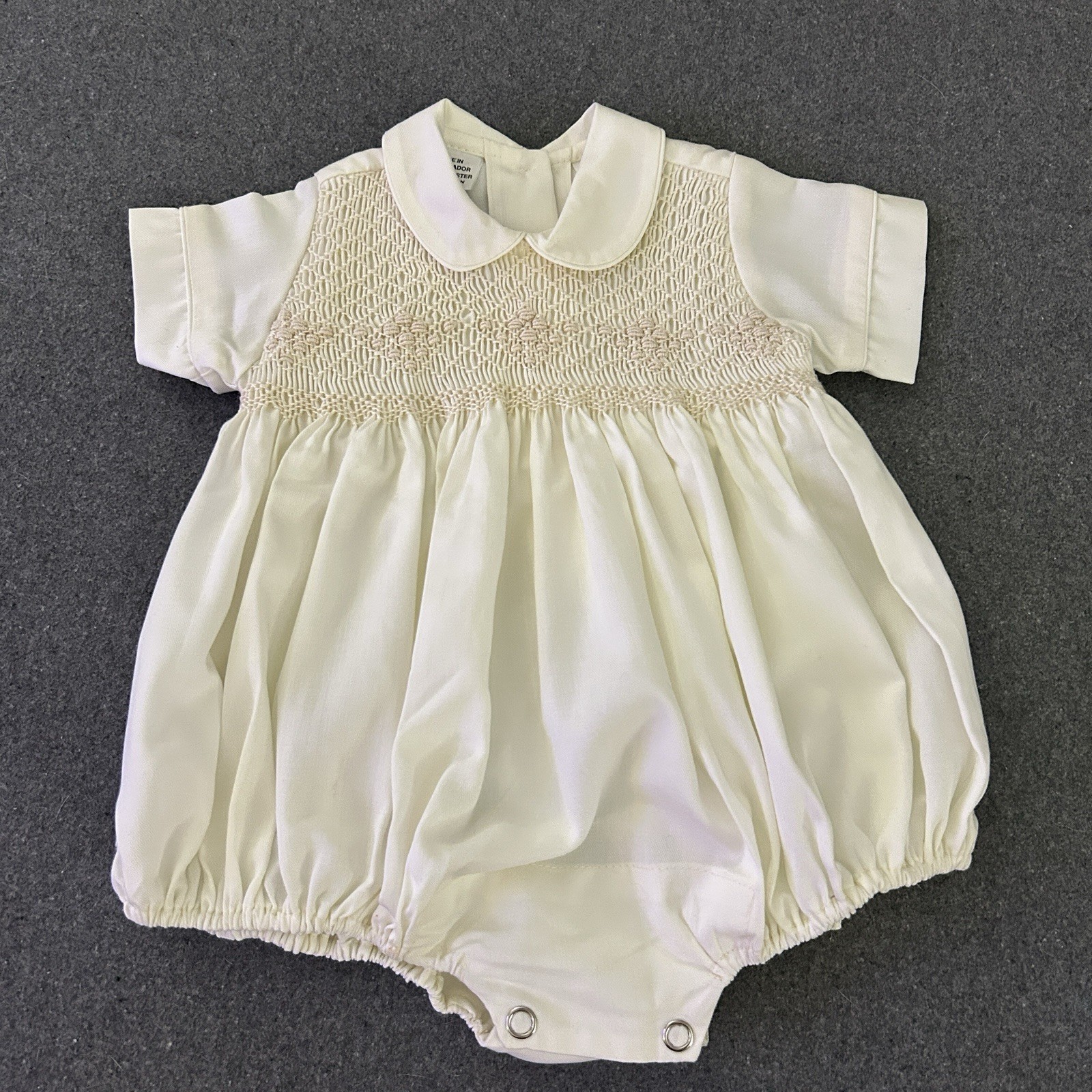 Mother Goose Smocked Bubble Suit Baby Girls 3 Months Ivory Christening Handmade