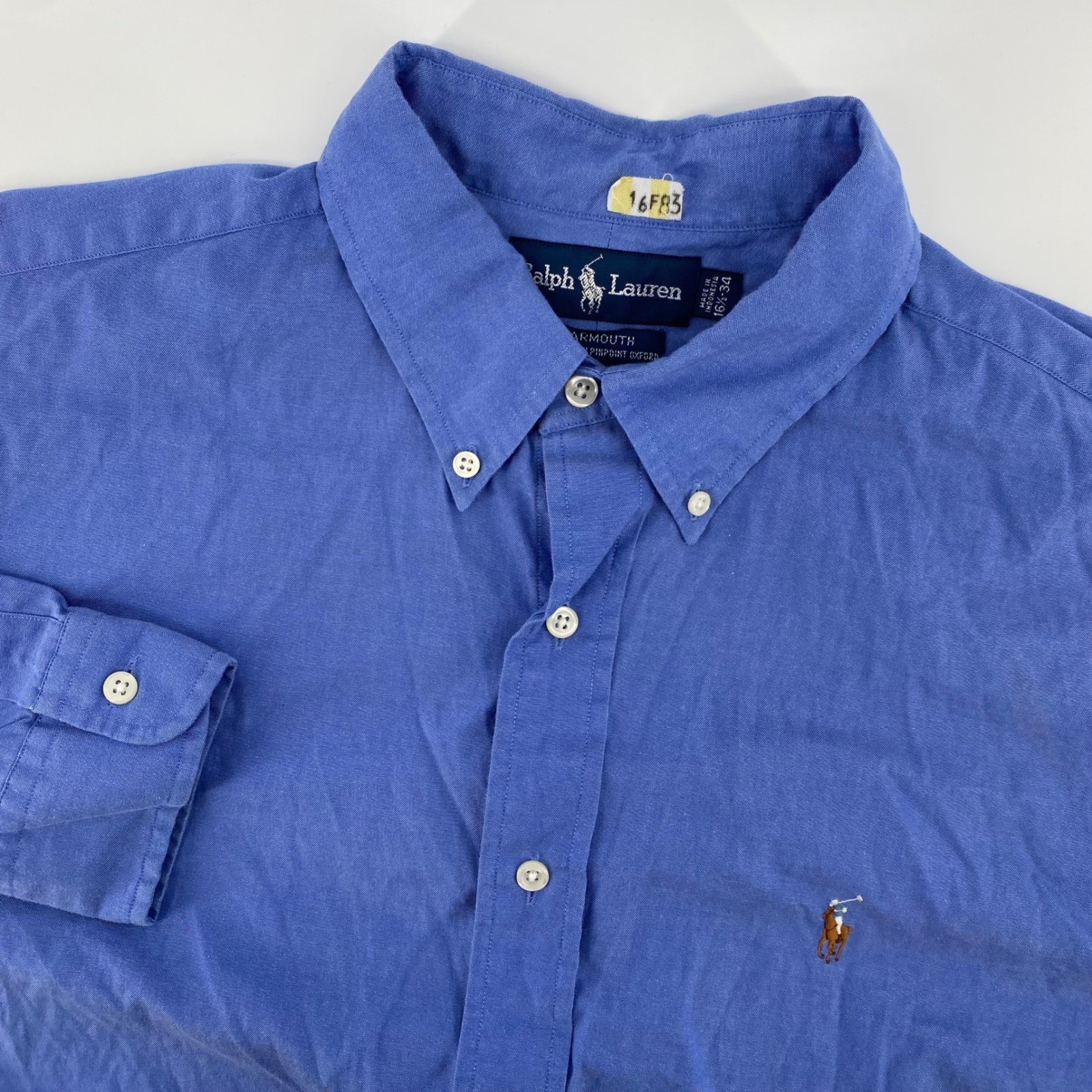Ralph Lauren Mens 16 1/2-34 Yarmouth Button Down Shirt Blue Oxford Pony Logo