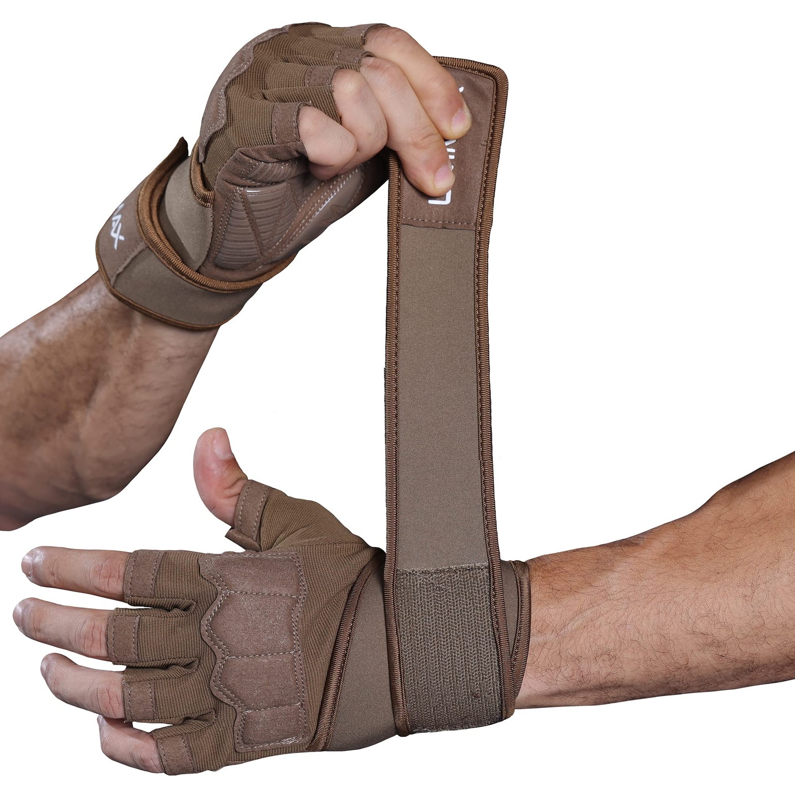 LiMMAX Workout Gloves for Men Women Gym Weight Medium(7.4-7.8 In), Brown