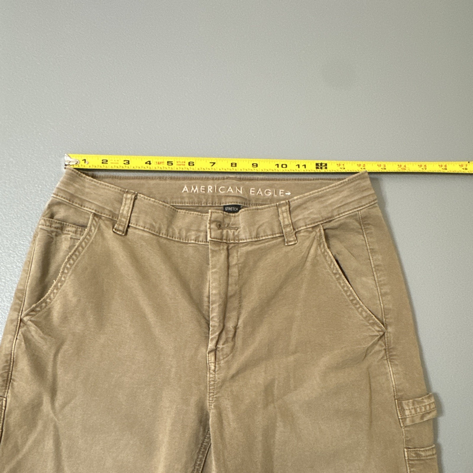 American Eagle Women’s High-Rise Straight Carpenter Pants Beige Stretch sz 6