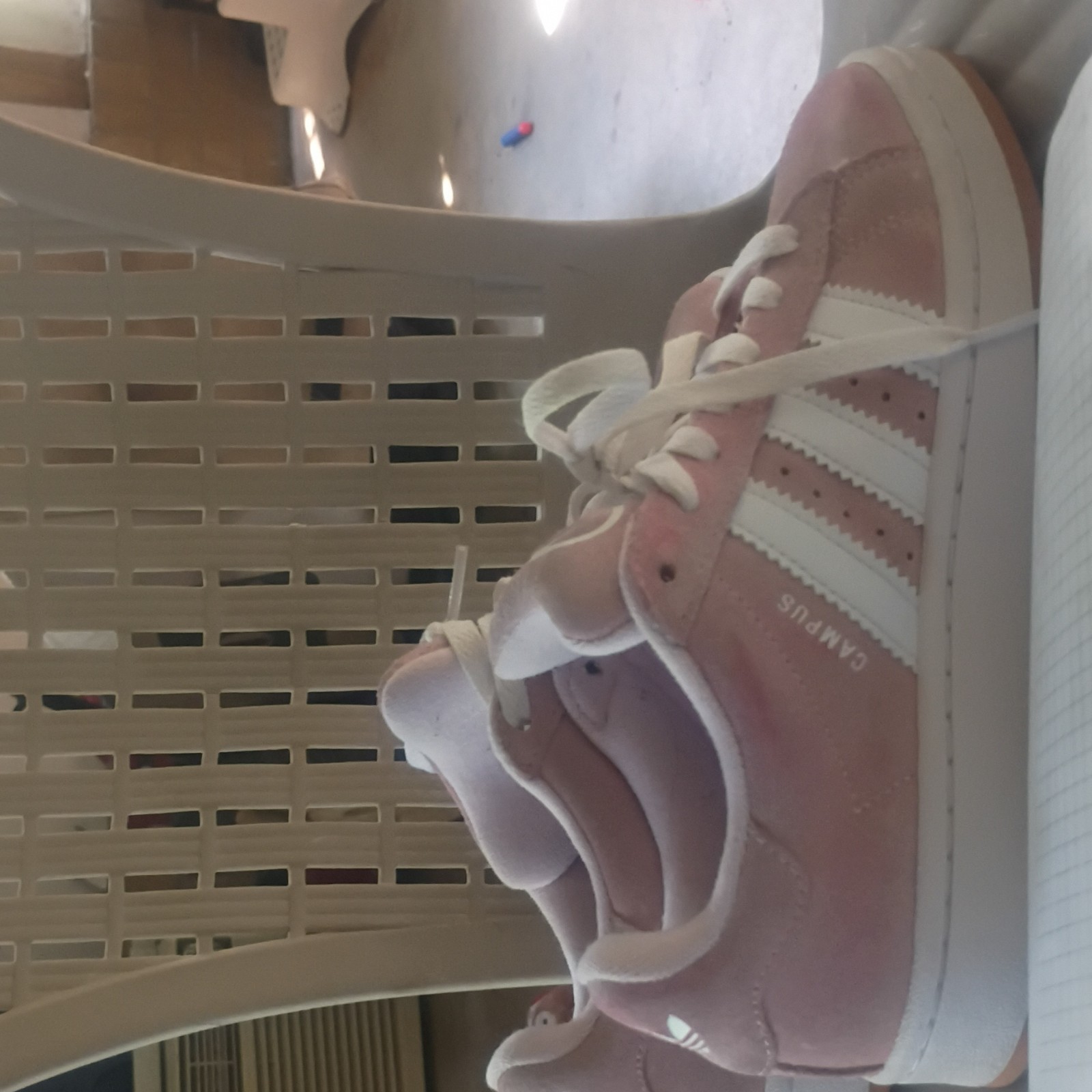 adidas Campus Unisex Kids Pink/White Suede Low Top Sneakers US 5 EU 37 1/3