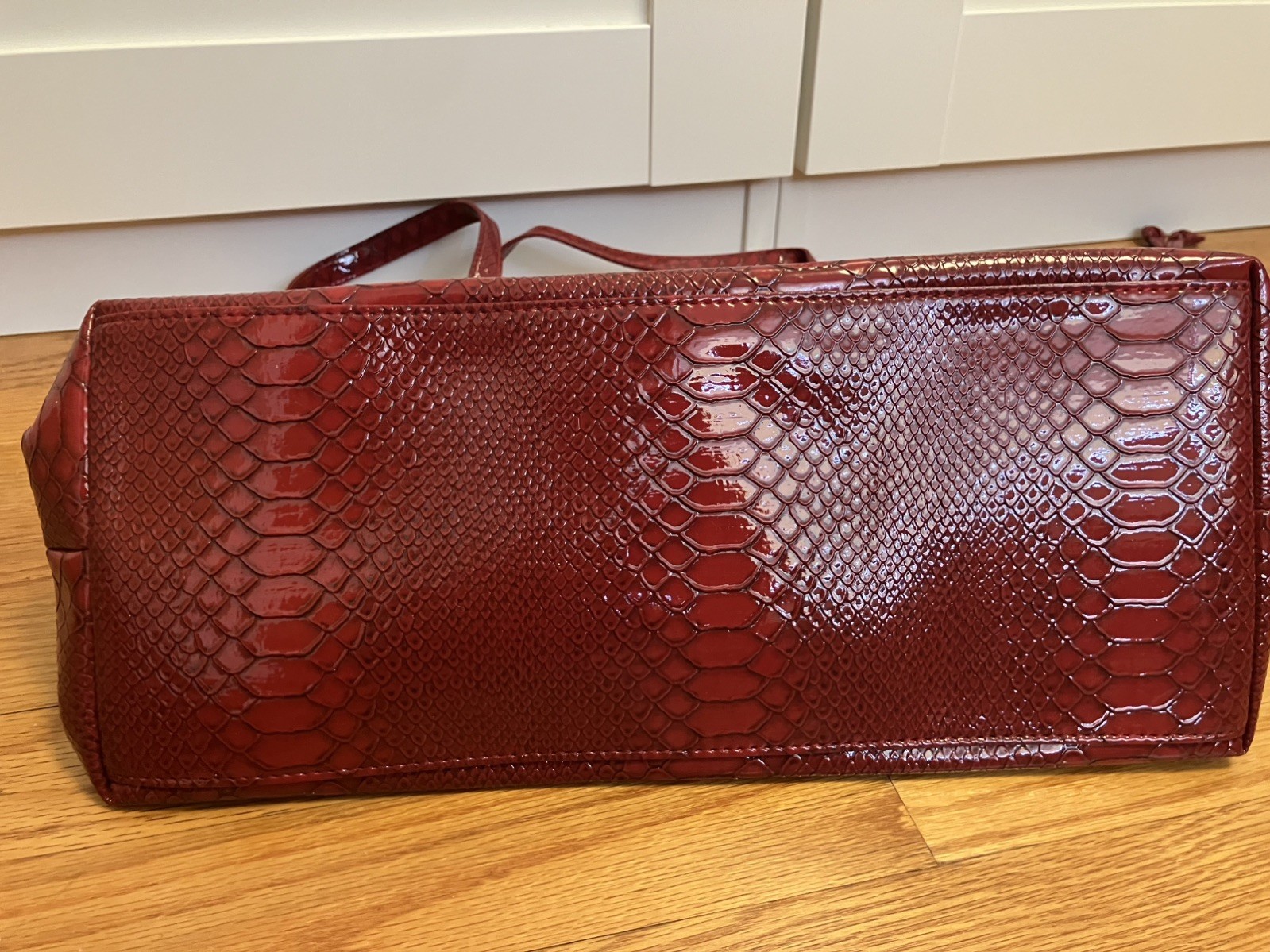 Red Shiseido Large Shoulder Bag Tote Croc embossed print
