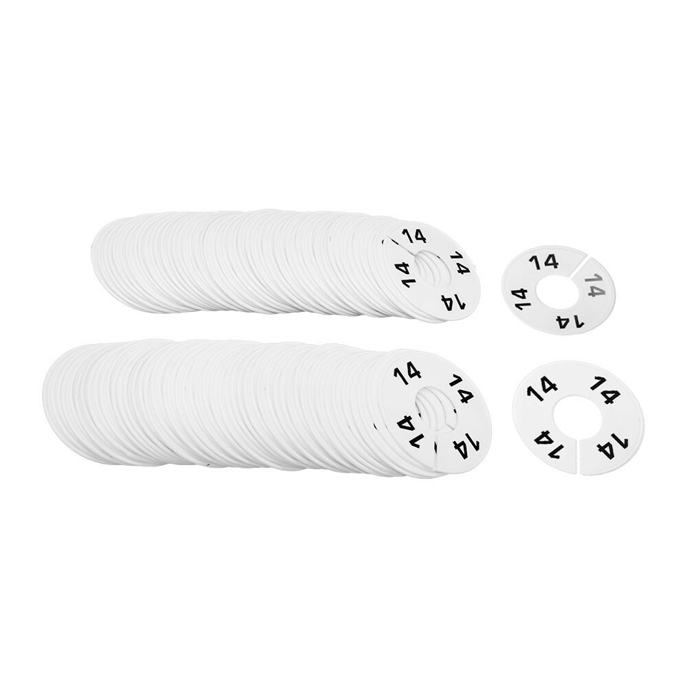 10 PCS WHITE 3-1/2″ Round Plastic SIZE 14 Dividers Hangers Retail Clothing Rack