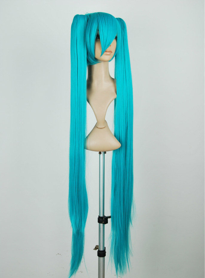 40″ Vocaloid Hatsune Miku Anime Costume Cosplay Wigs w/2 Ponytails Straight Hair