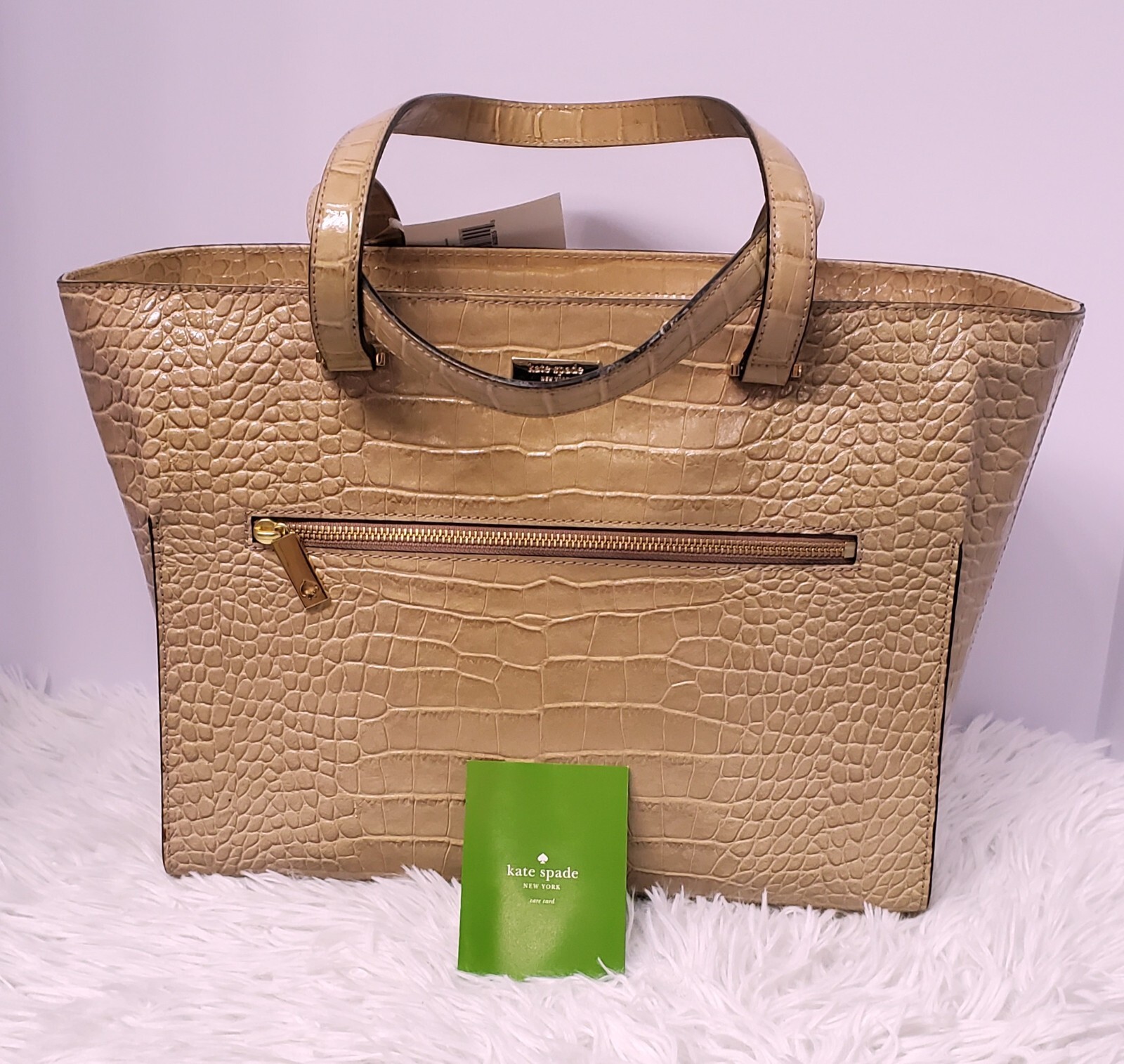 Kate Spade Work Chic Brantley Croc Embossed Leather Tote Dusty Rose NWD $548