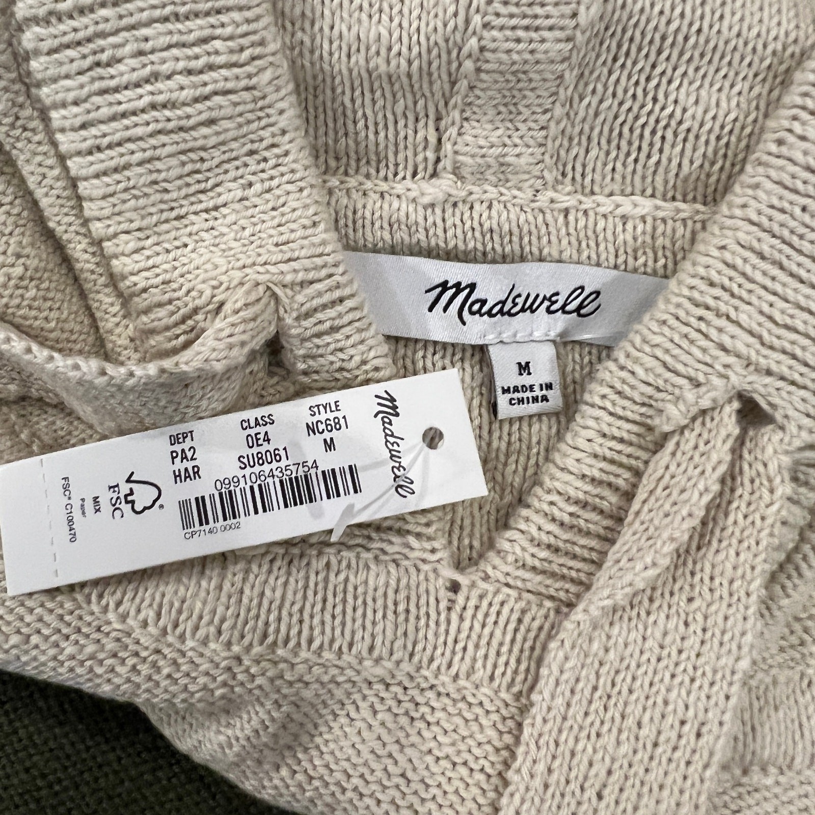 NWT Madewell Heather & Artichoke Green Colorblock Hoodie Sweater – SIZE MEDIUM
