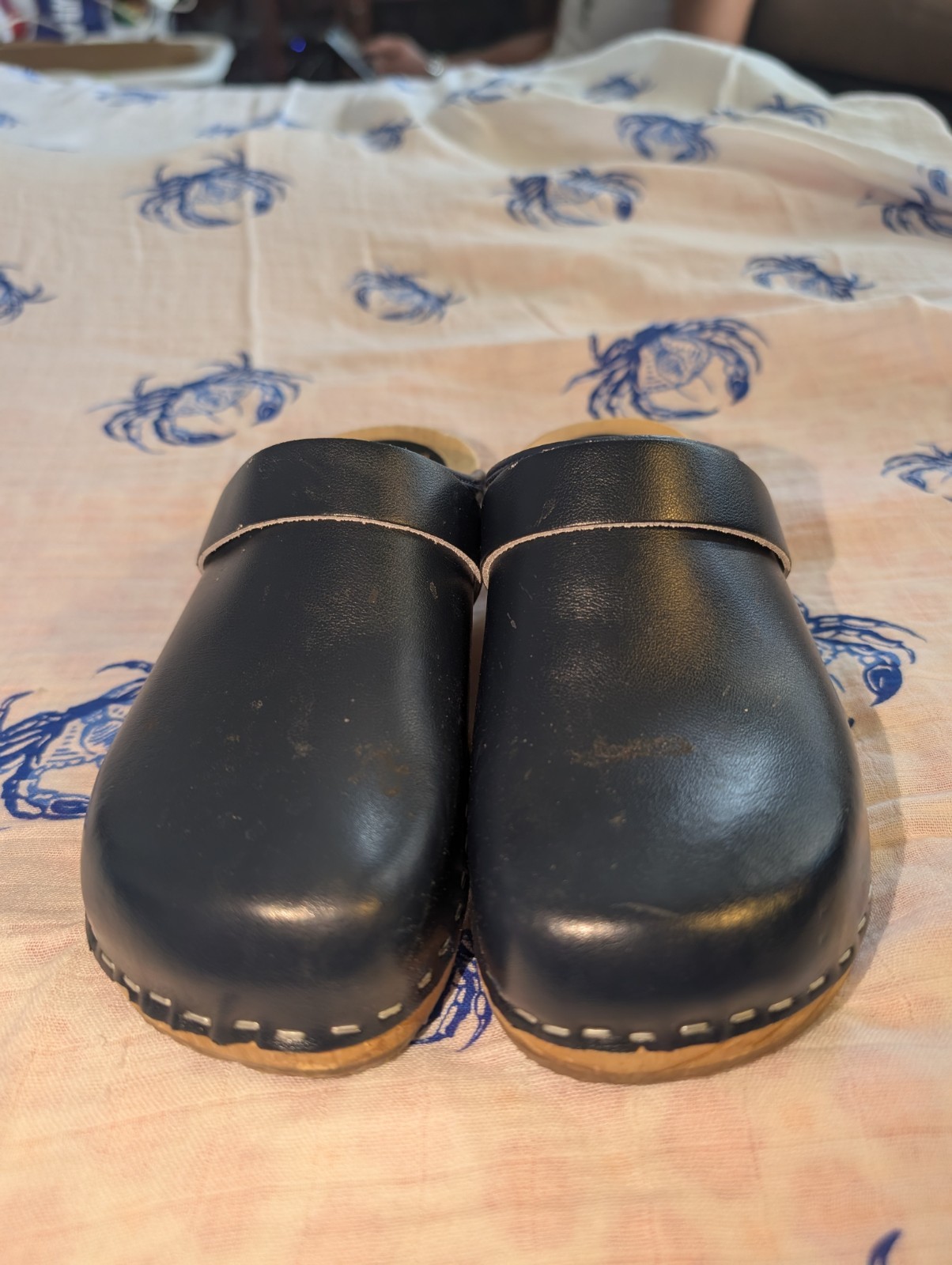 Vollsjo Original Swedish Design Blue Leather Clogs Sz 37 USA Ladies Sz 6.5-7
