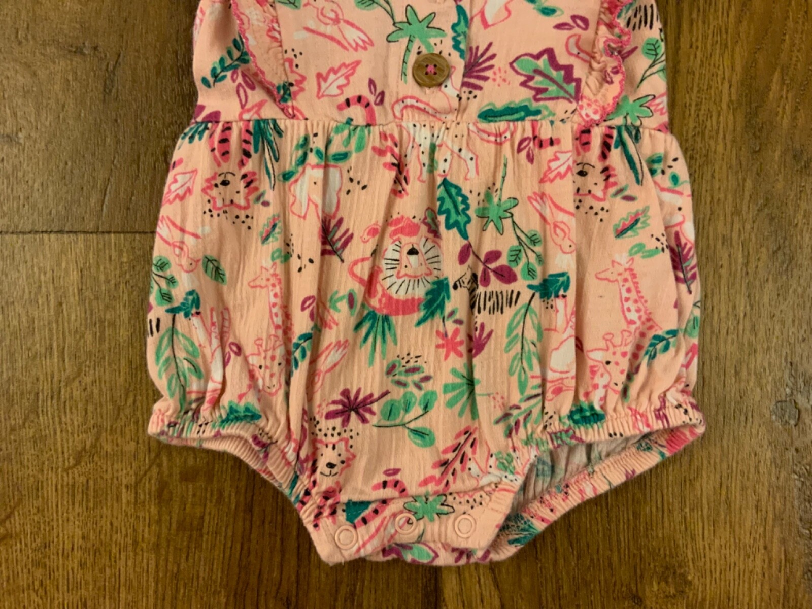 Wonder Nation Girl Romper Outfit 0/3 months Summer Jungle Safari Animals One PC