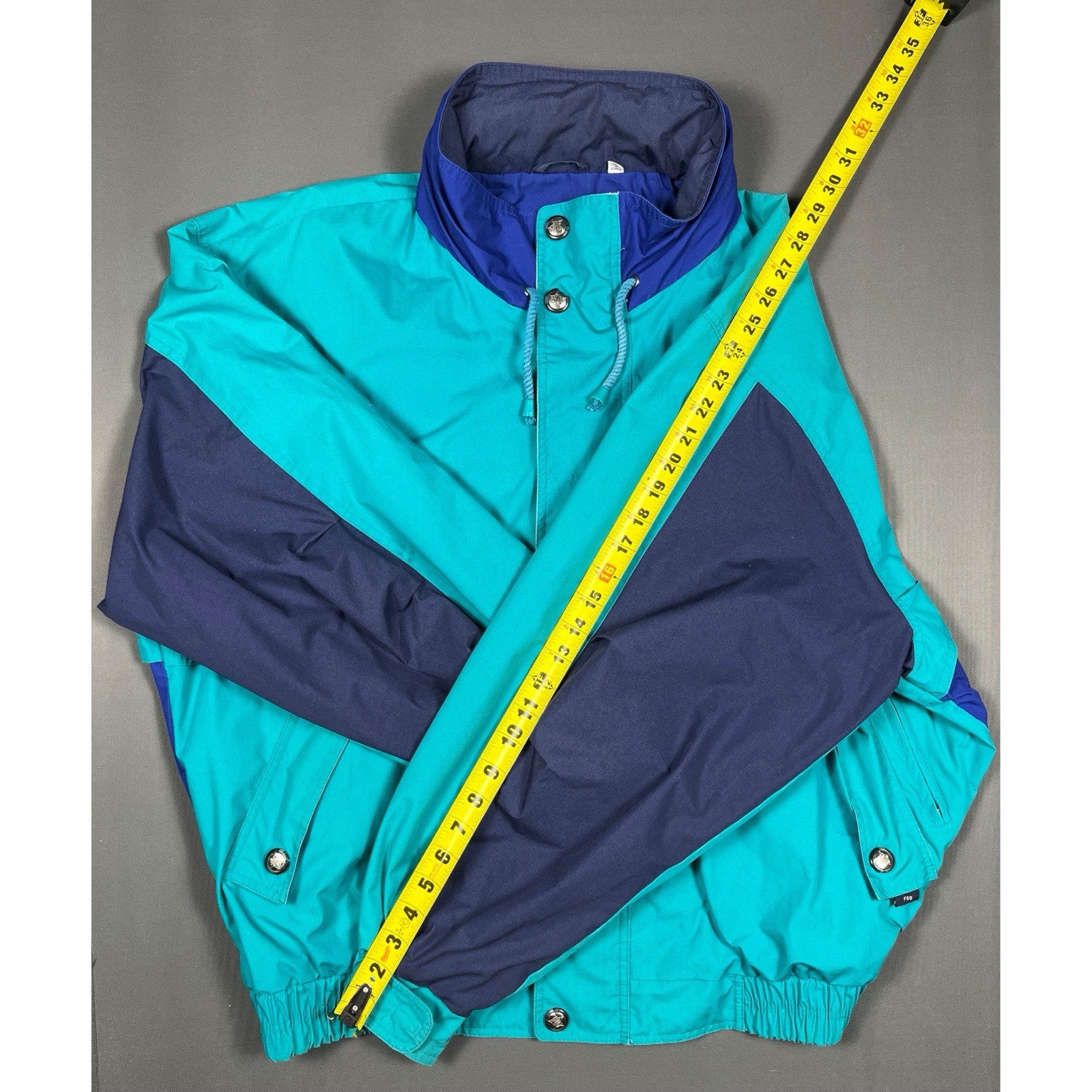 Vintage London Fog Colorblock Waterproof Jacket Mens XL Oversized Nautical Retro