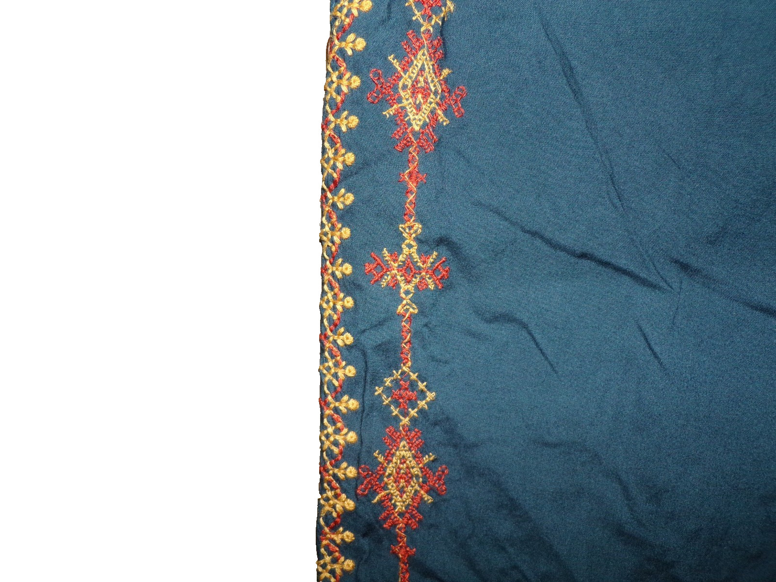 SUNDANCE Blue Embroidered Orange Pull On Pants Womens XXL Pockets Drawstring