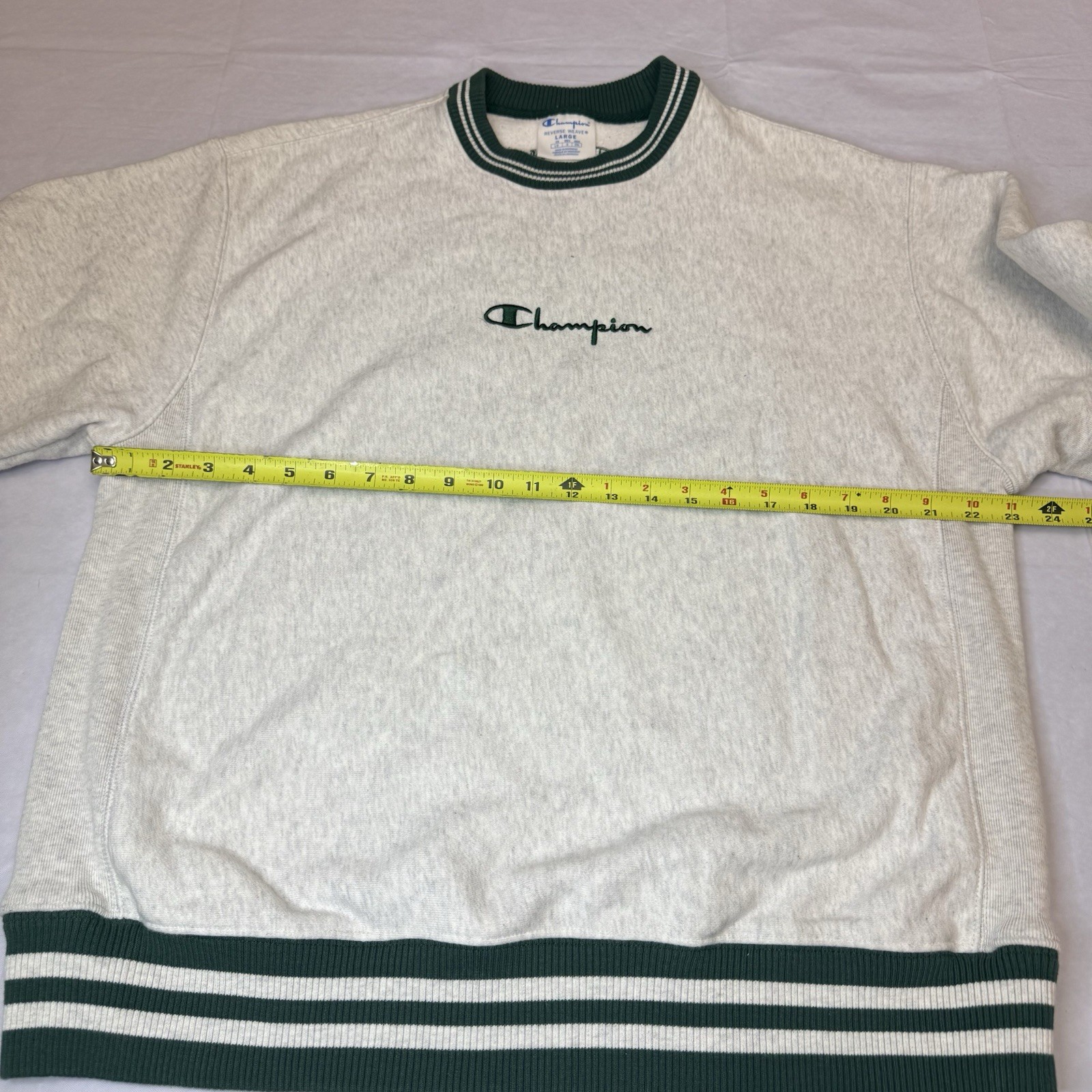 Vintage 90s Champion Reverse Weave Ringer Sweatshirt Mens L Sz L Gray Spellout