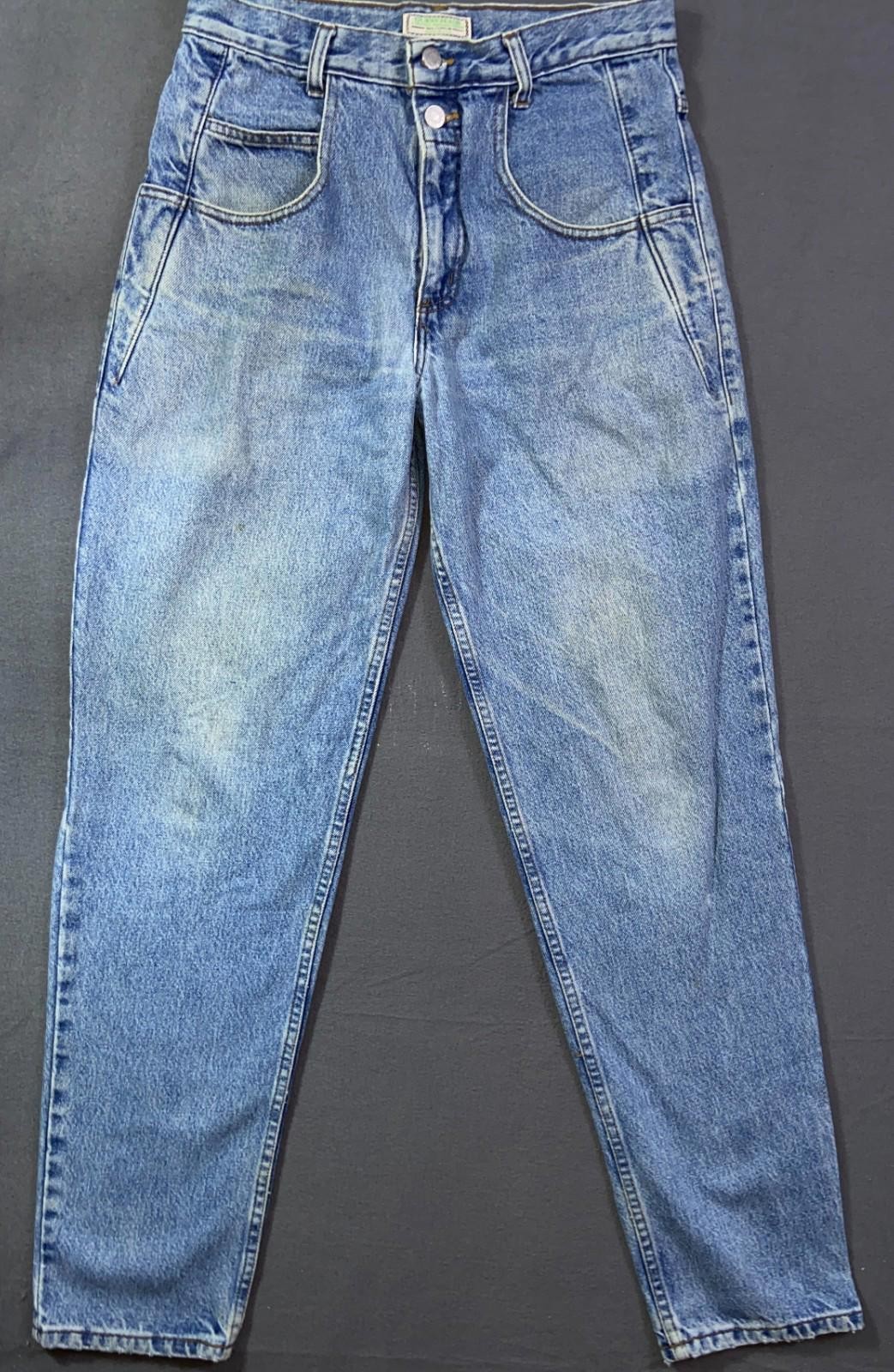 Guess Jeans VTG 90s Med Blue Dual Button Zip Fly High Waist Tapered 31 read (10)