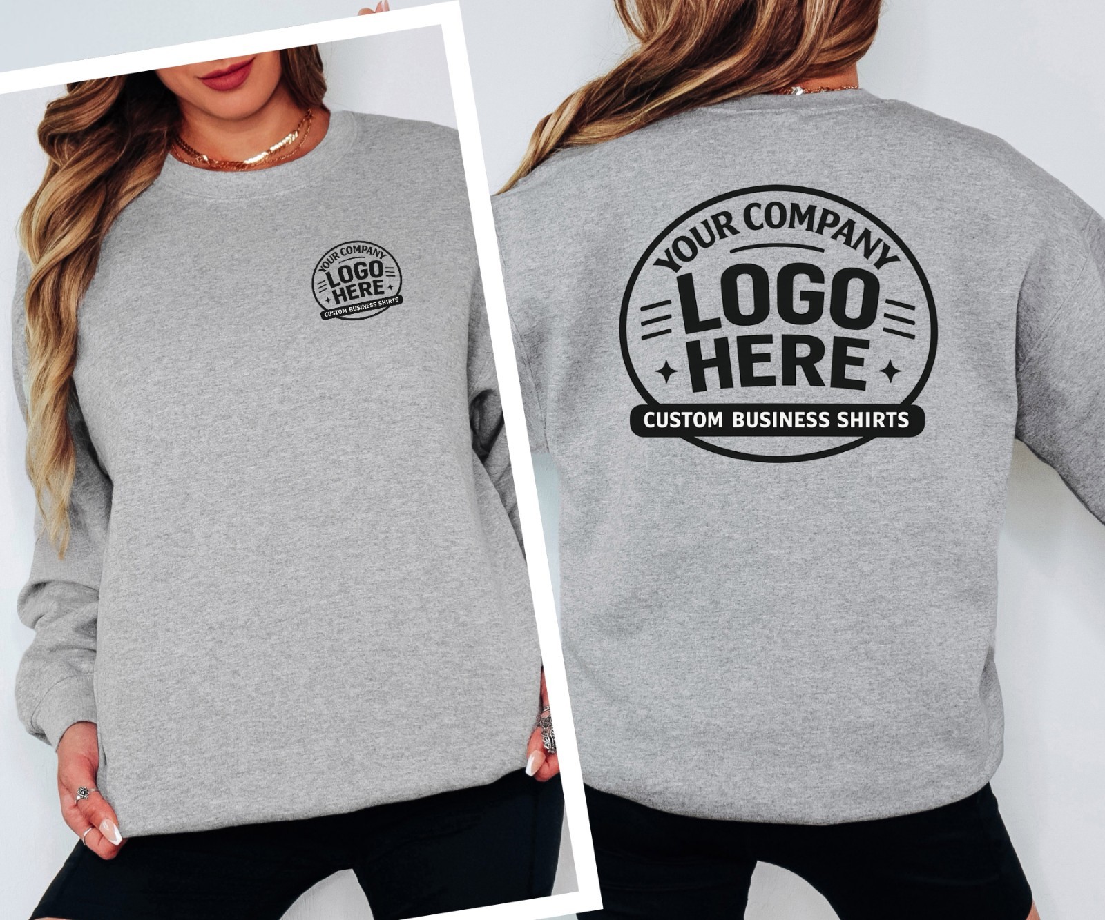 Gildan Custom Sweatshirt upload your logo personalized graphic tee business team
