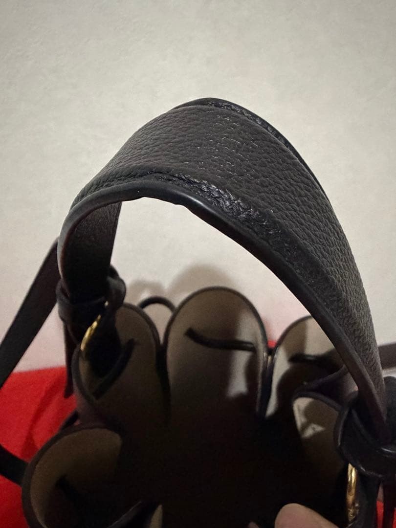 POLENE Black Leather Shoulder Bag from Japan