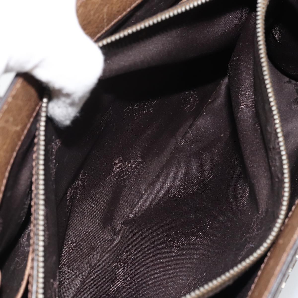 CELINE Boogie bag Hand Bag Leather Brown Silver Auth 166786