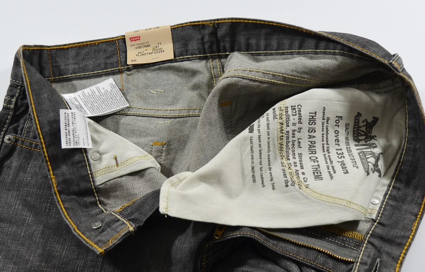 NWT Levi’s 514 Straight Fit Men’s Gray Denim Jeans 34 x 30