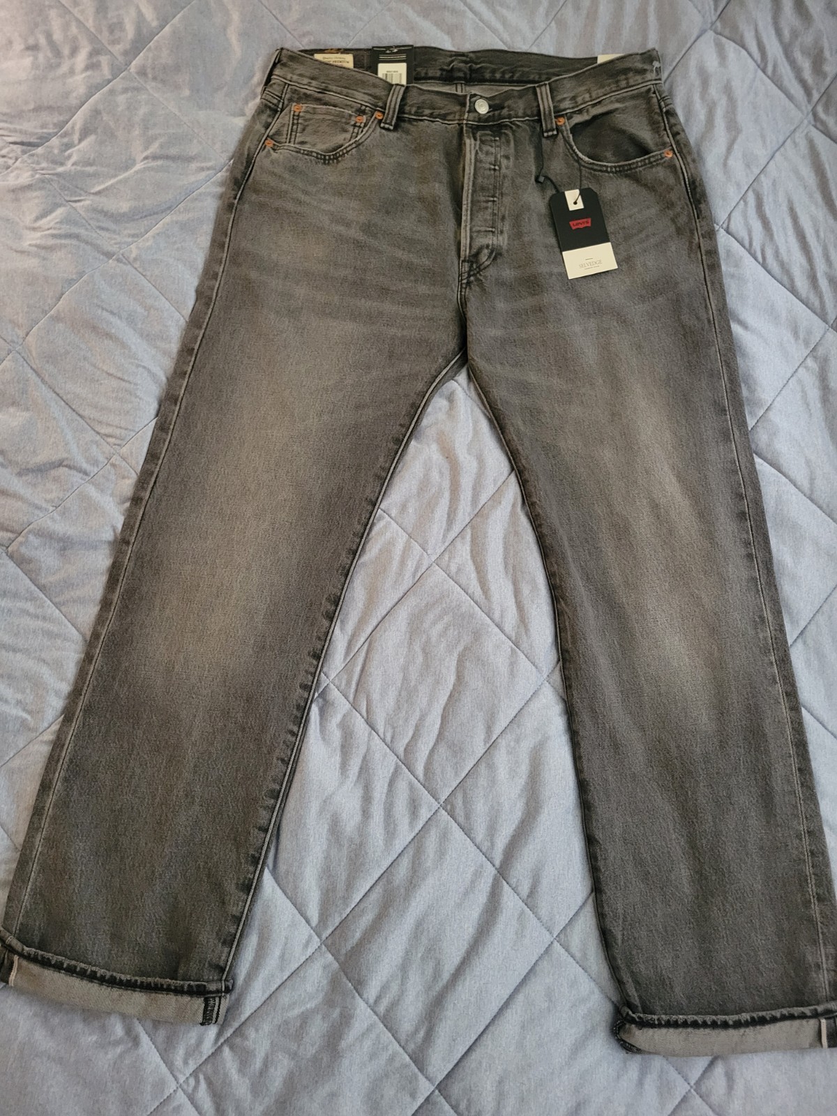 Levi’s 501 Selvedge Men’s Premium Straight Fit Jeans 36×32 Black Ash 005013658