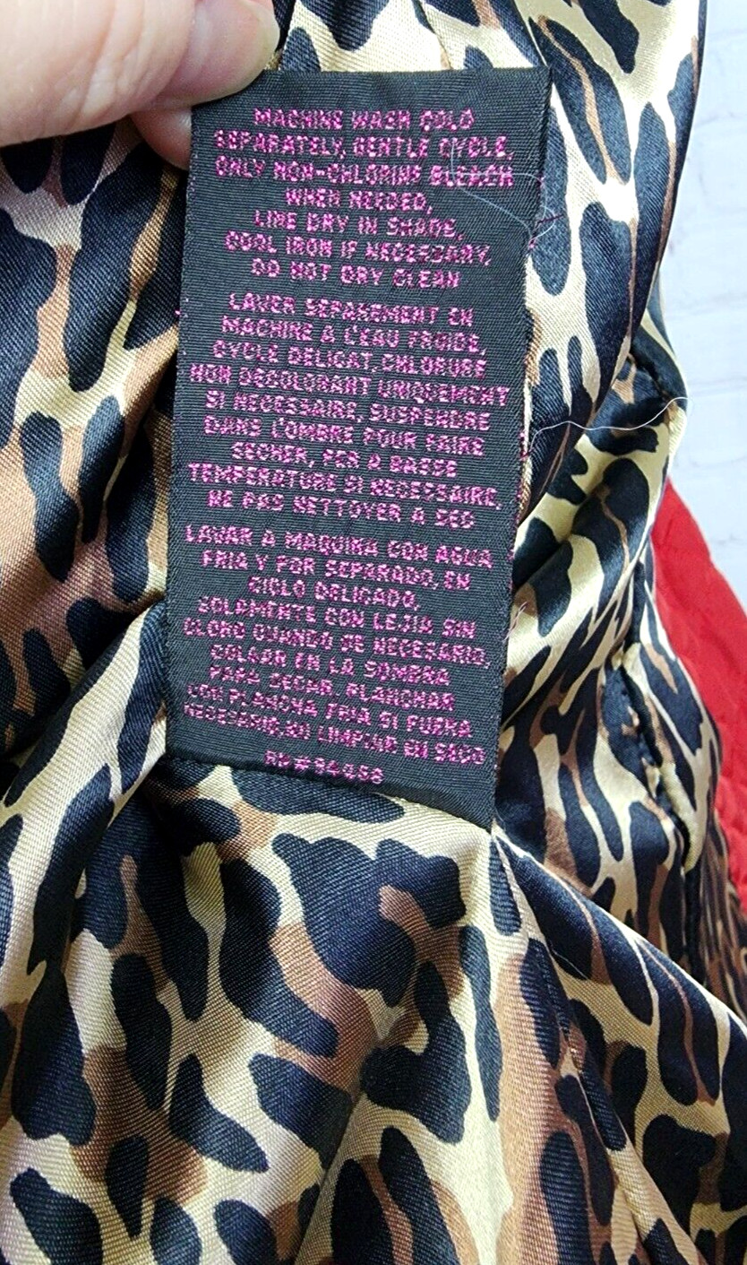 Betsy Johnson Quilted Coat Bow Leopard Lined Romantic Retro MOD Preppy Size S