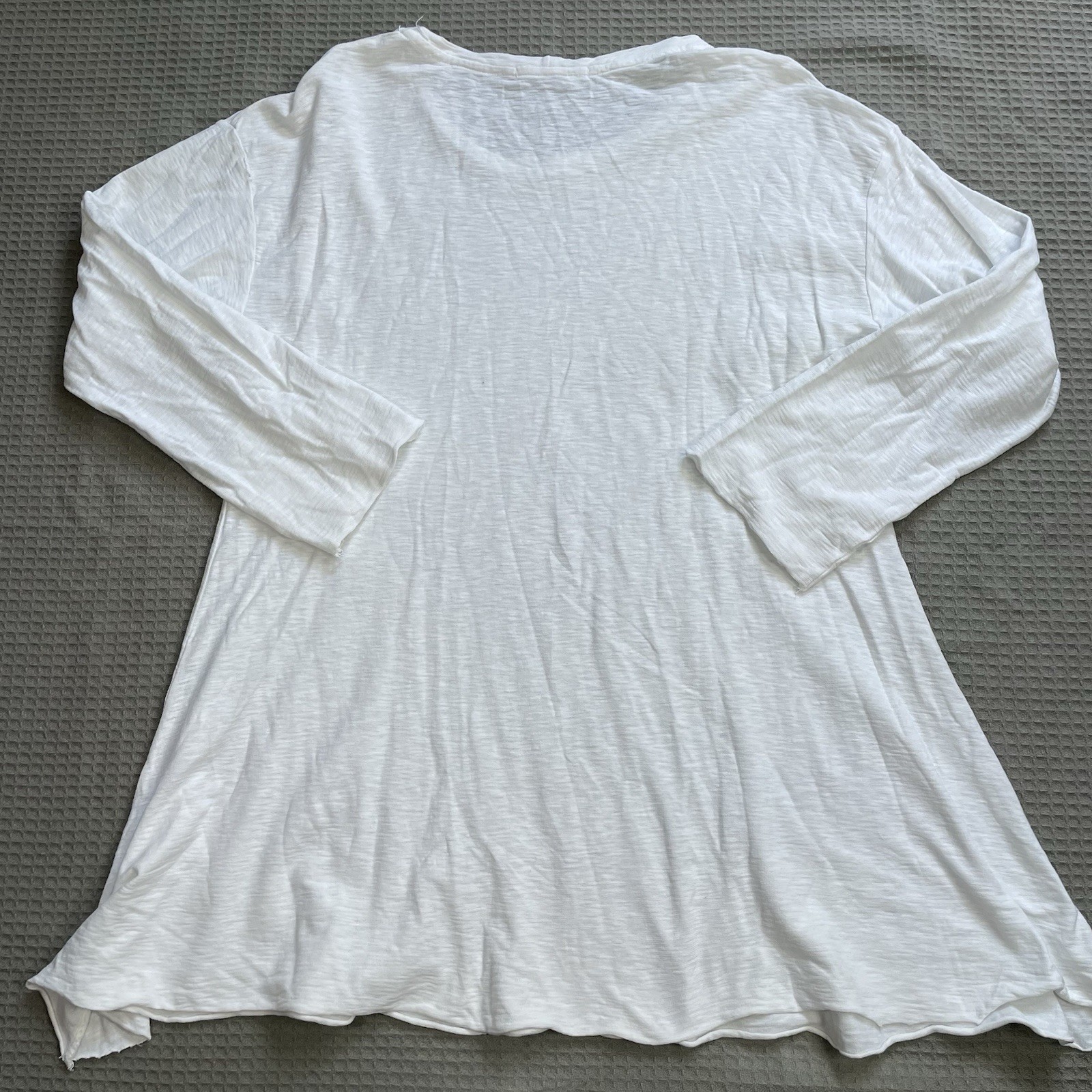 Cut Loose Linen Blend Tunic Tee Large Womens Long Sleeve White Coastal Lagenlook
