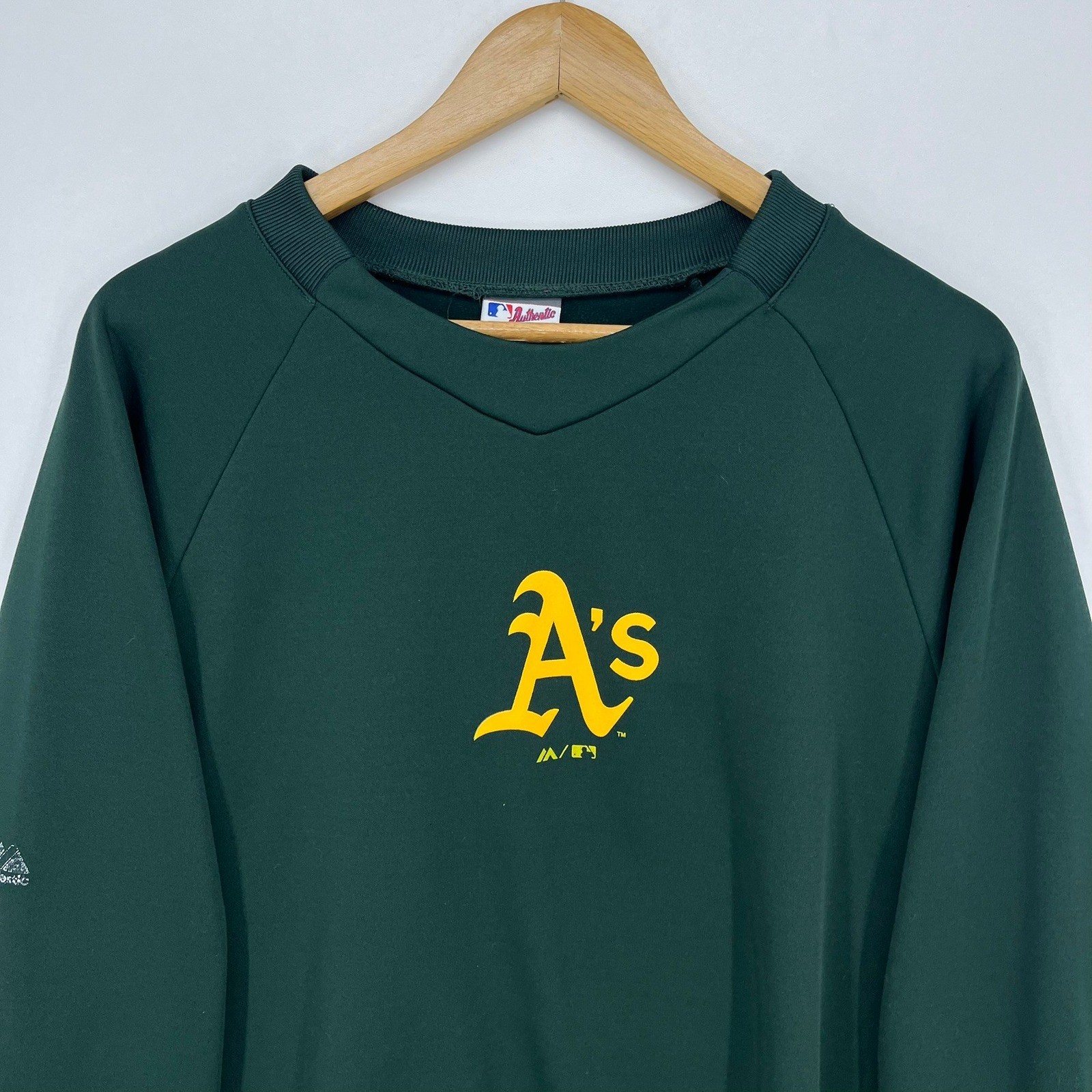 Majestic Oakland Athletics Therma Base Pullover Green Mens XL MLB Baseball Logo