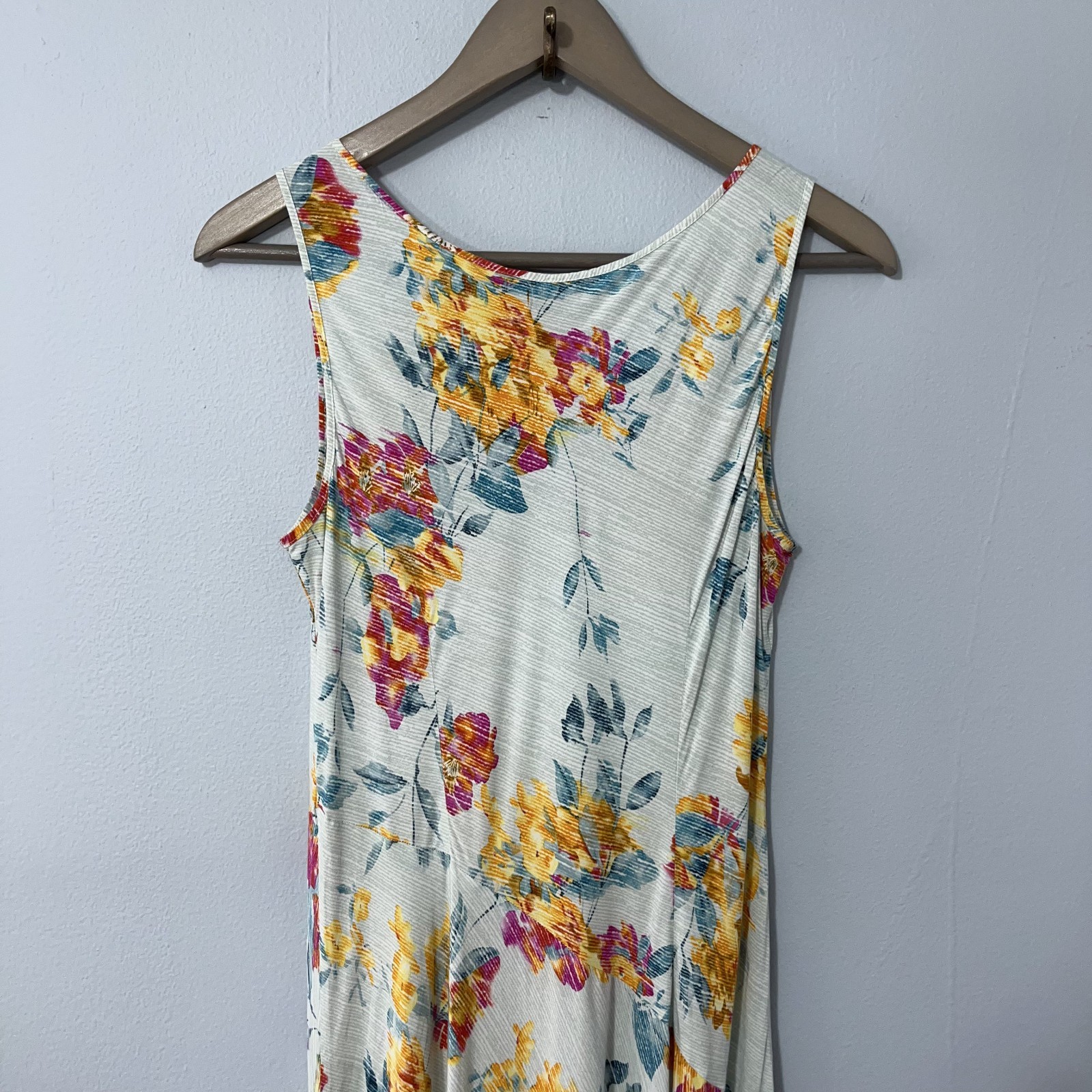 Sundance Maxi Dress Medium Light Blue Floral Rayon Sleeveless Boho Cottagecore