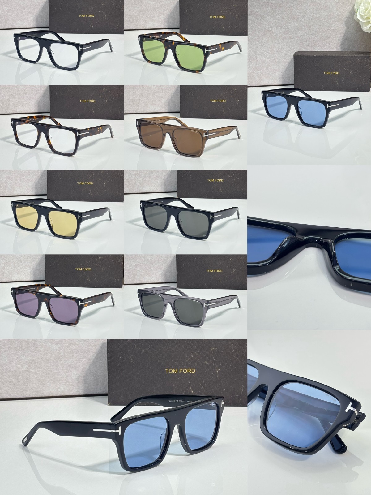 Tom Ford TF1337 Cyrus-02 sunglasses Clear Brown frames Brown Lens