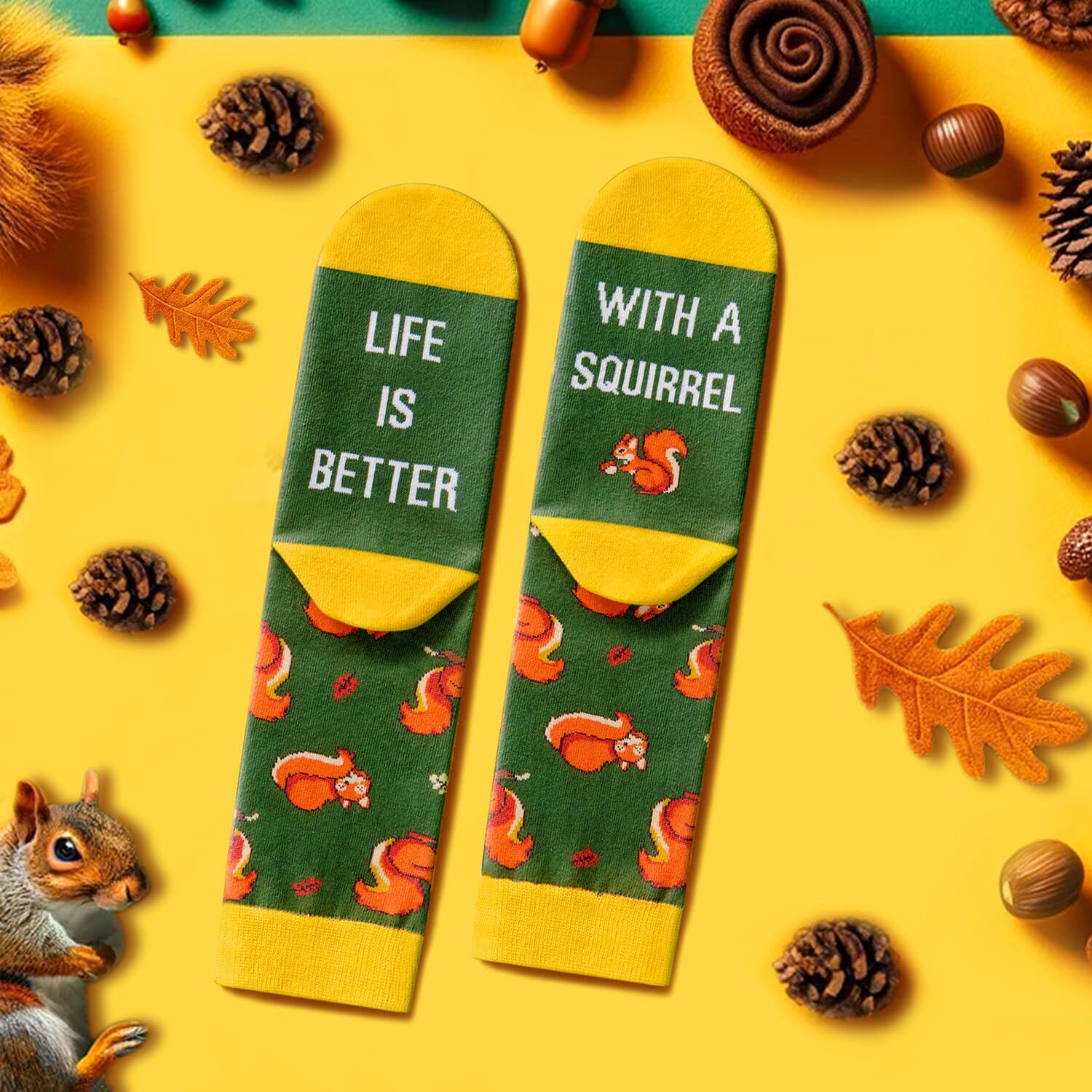 Zmart Funny Socks Squirrel Gifts for Squirrel Lovers Fun Squirrel Socks Stock