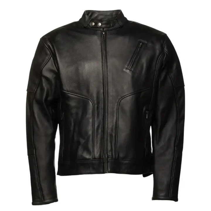 Men’s Custom Handmade Cafe Racer Leather Motorcycle Jacket CE Armor Black