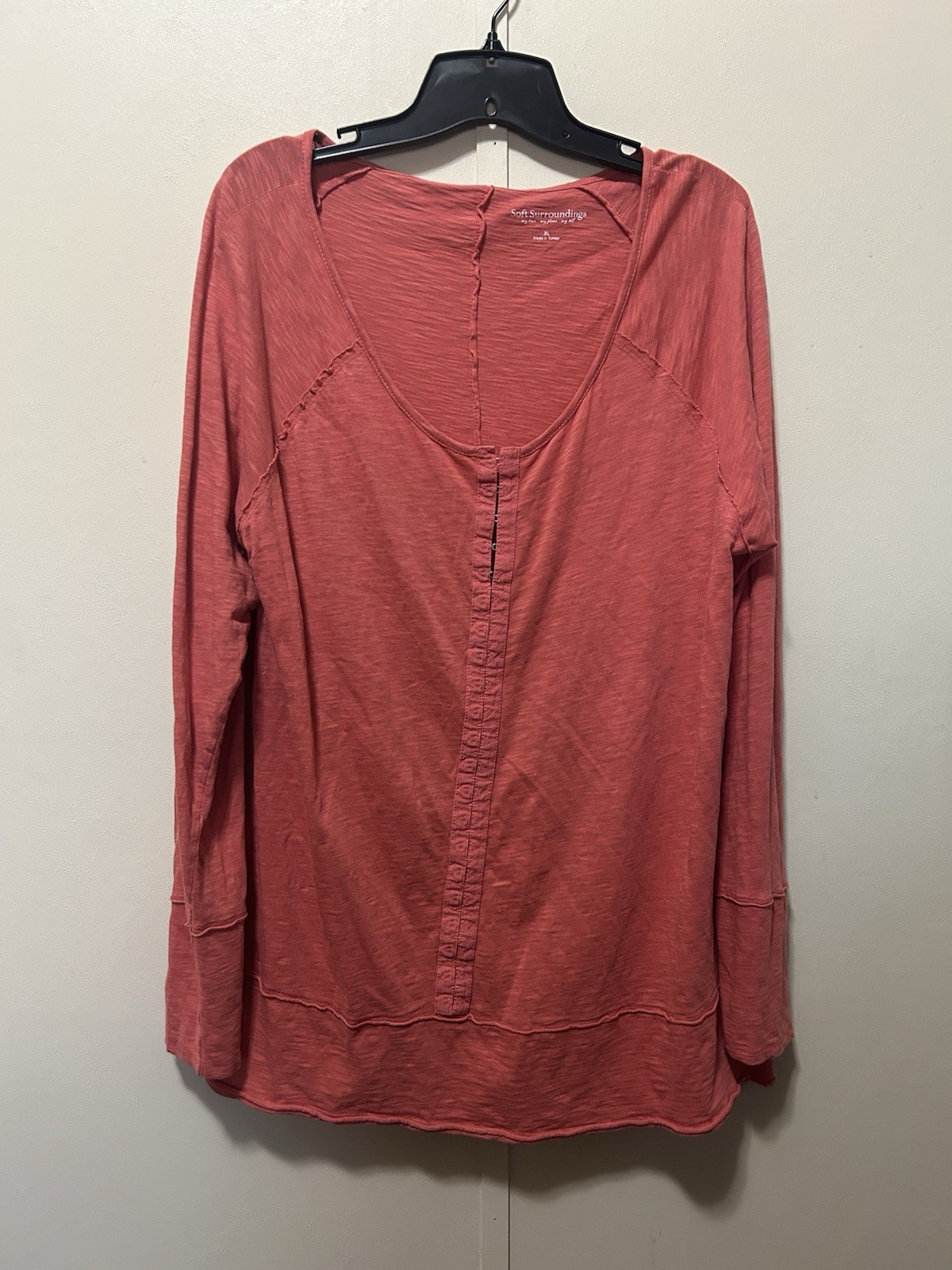 Soft Surrounding Long Sleeve Clasp Up Coral Top Size XL FLAW