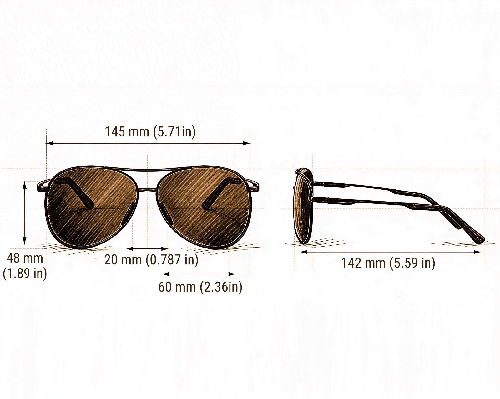 Aviator Sunglasses Gold Frame Brown Lens UV400 Polarized Men Women Classic