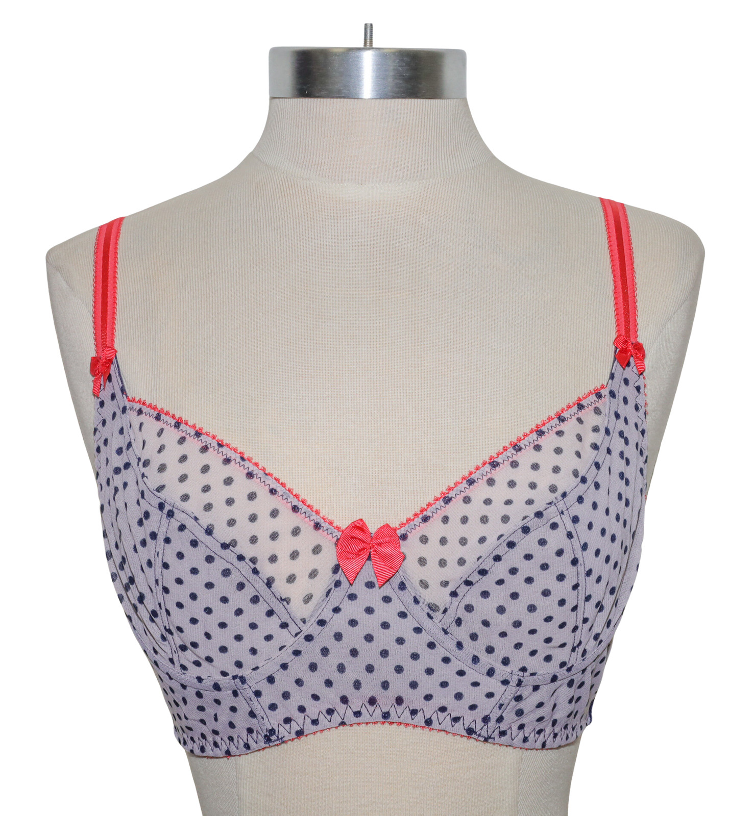 Claudette Dessous Full-Coverage Peacoat Polka Dot Bra