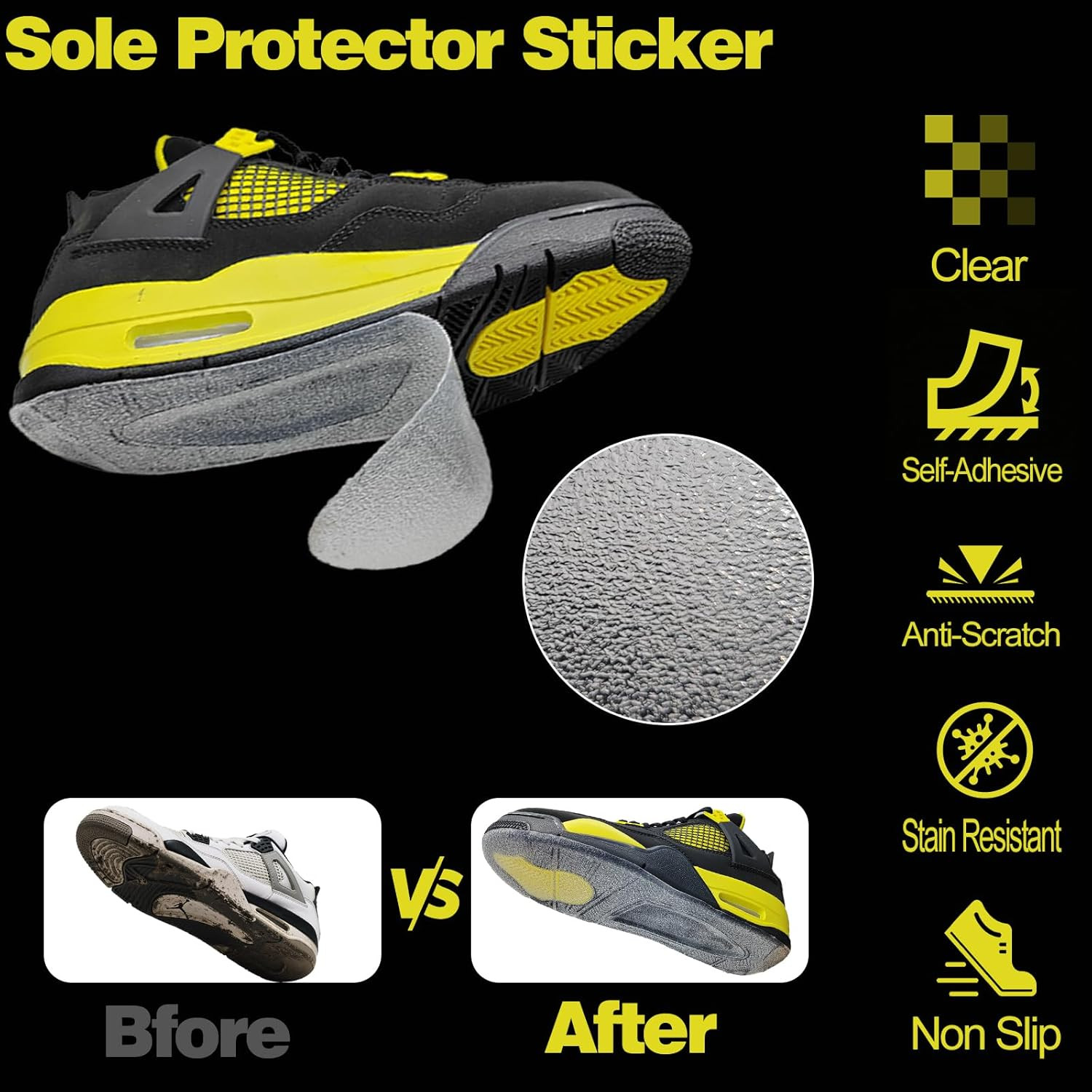 Sole Protector for Sneakers 4 Pack Clear Shoe Bottom Cover Easy Install Strong A