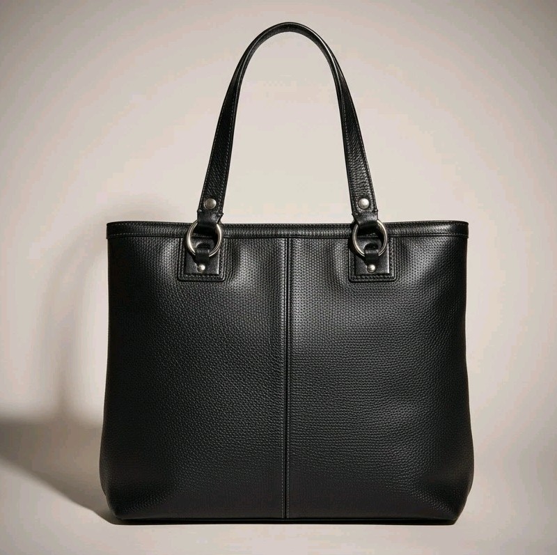 COACH Penelope Shoulder Bag Black Pebbled Leather F19264 Front Turn-Lock Tote