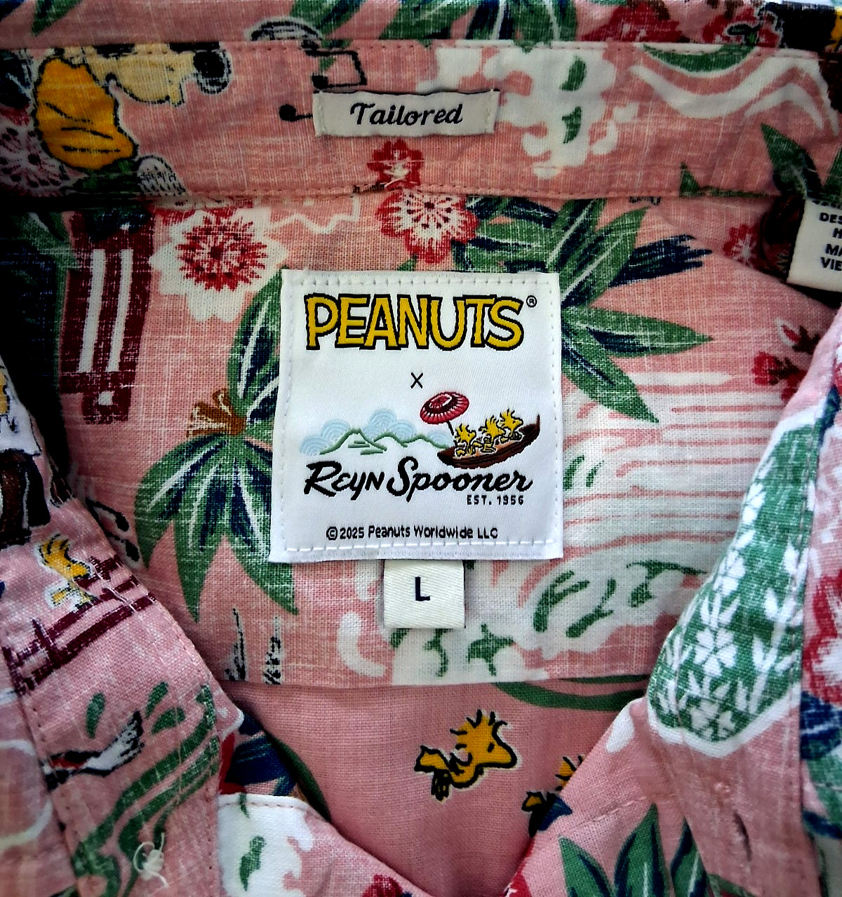 Reyn Spooner Men’s ” PEANUTS IN JAPAN” NWT TAILORED FIT Pink Large Shirt