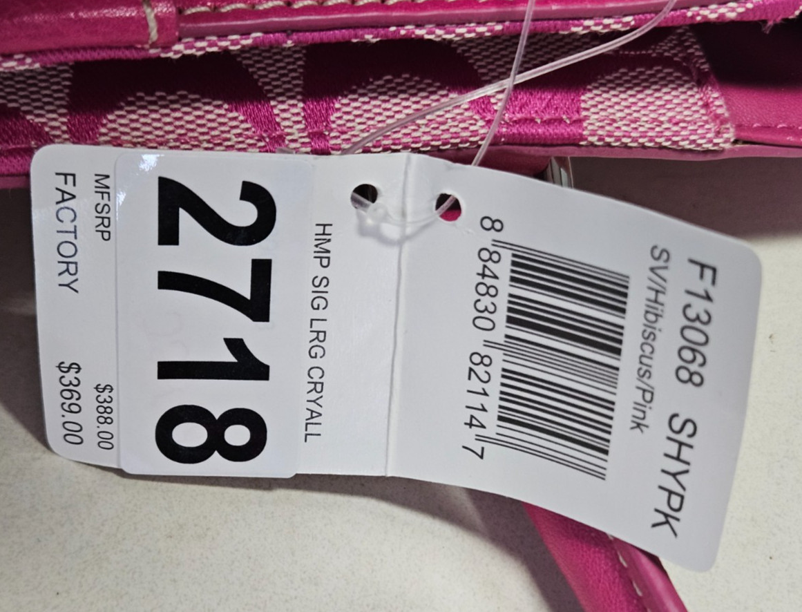 Coach F13065 Signature Pink Hibiscus Hamptons Carryall Satchel Bag NWT!!