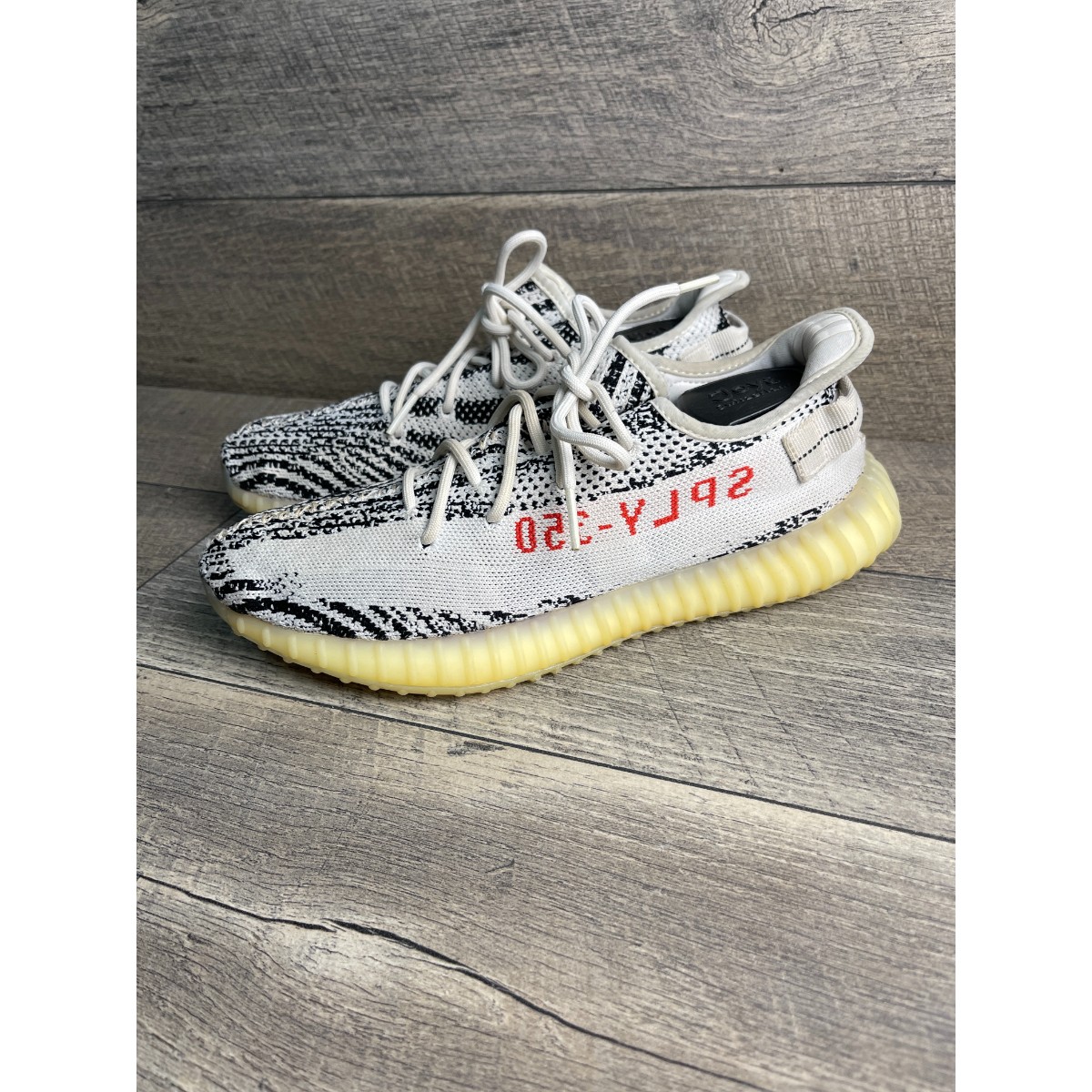 Adidas Yeezy Boost 350 V2 CP9654 Men 11 Running Shoes White Zebra Print Sneakers
