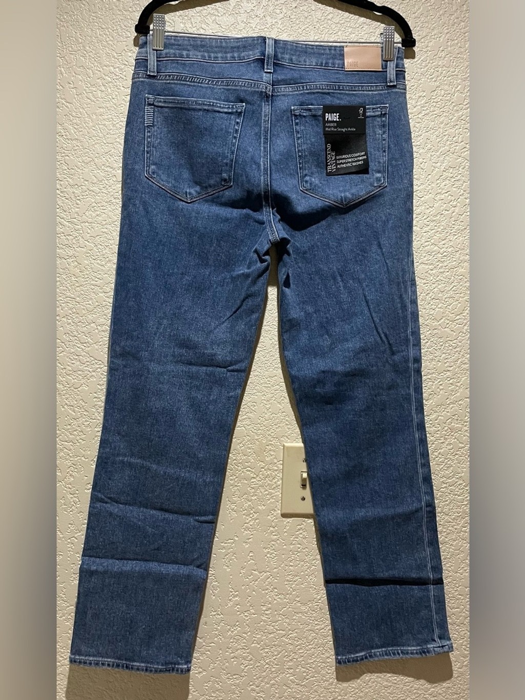 PAIGE Amber NWT Mid Rise Straight Ankle Tapestry Blue Jeans Size 30