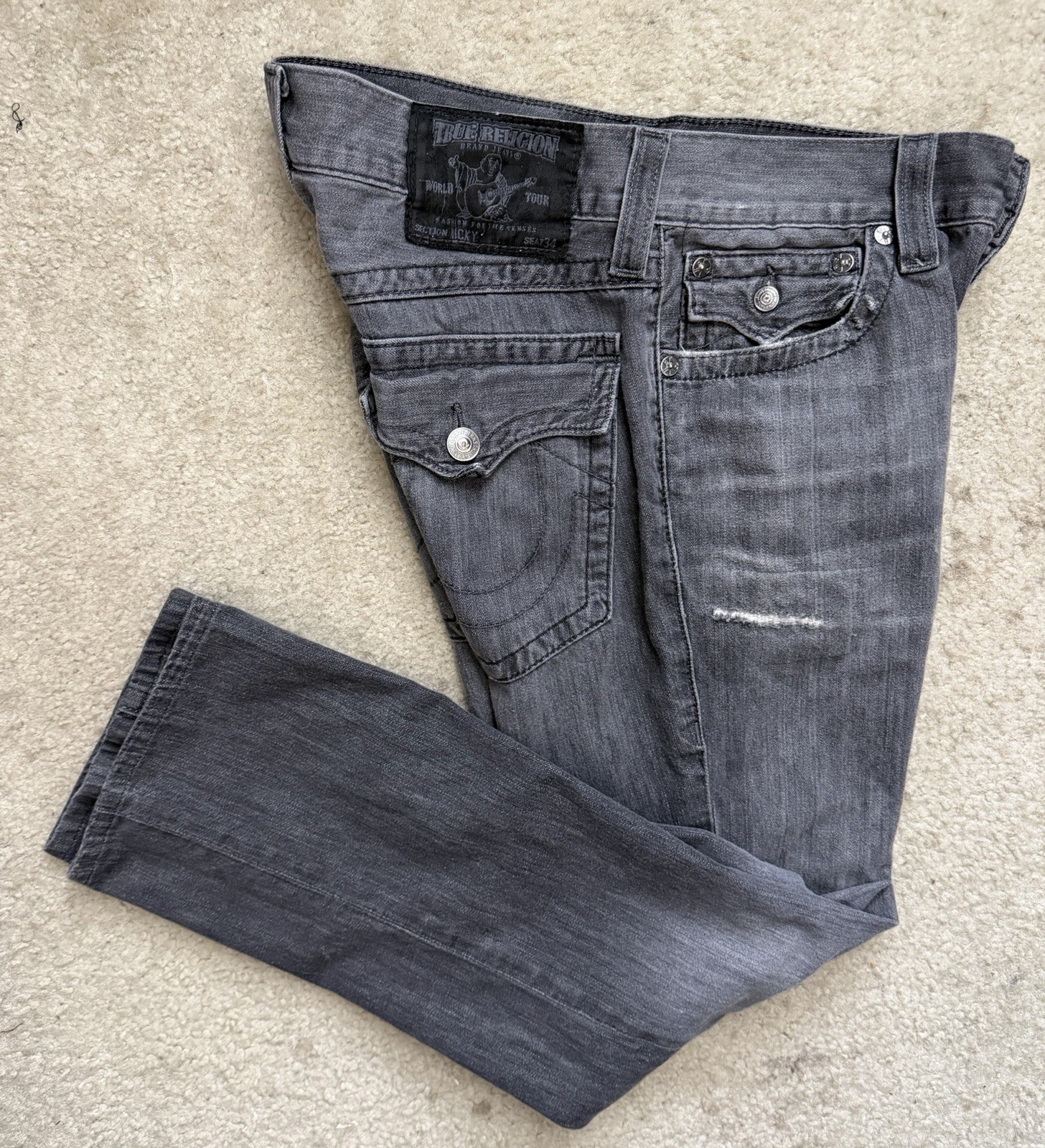True Religion Mens 32 World Tour Section Ricky Seat 34 Denim Jeans Pants