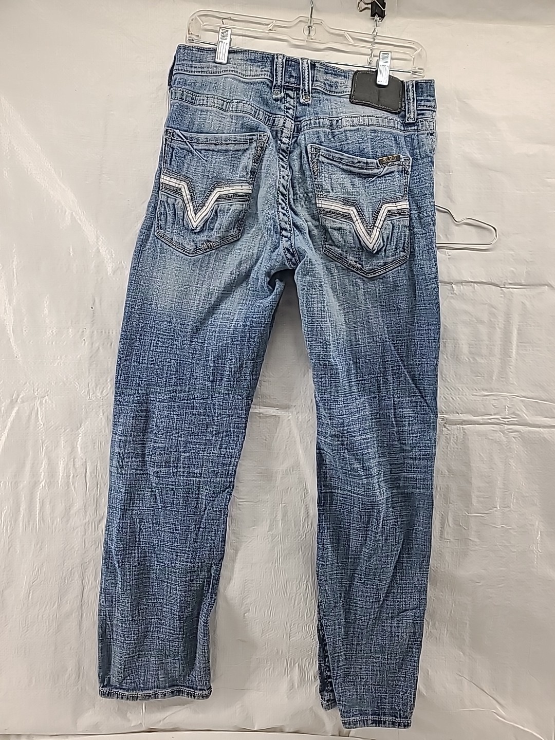 Salvage Mayhem Straight Jeans Size 32s BKE Buckle Acid Wash Whiskers