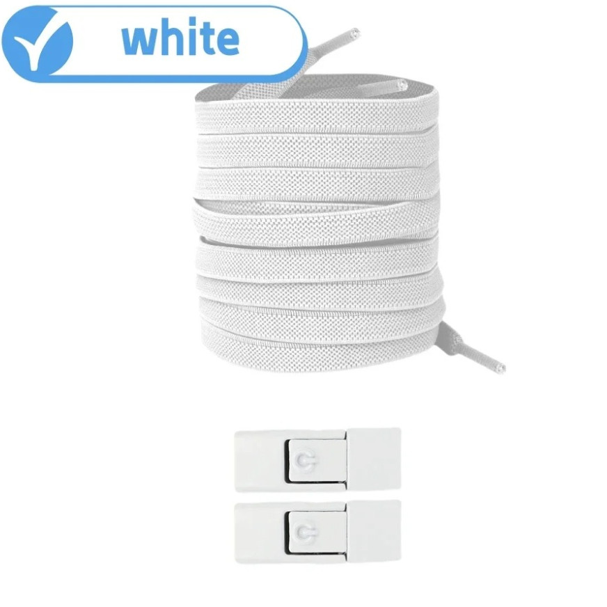1pair Elastic No-Tie Shoelaces Press Lock Flat Sneaker Laces for Kids Adults