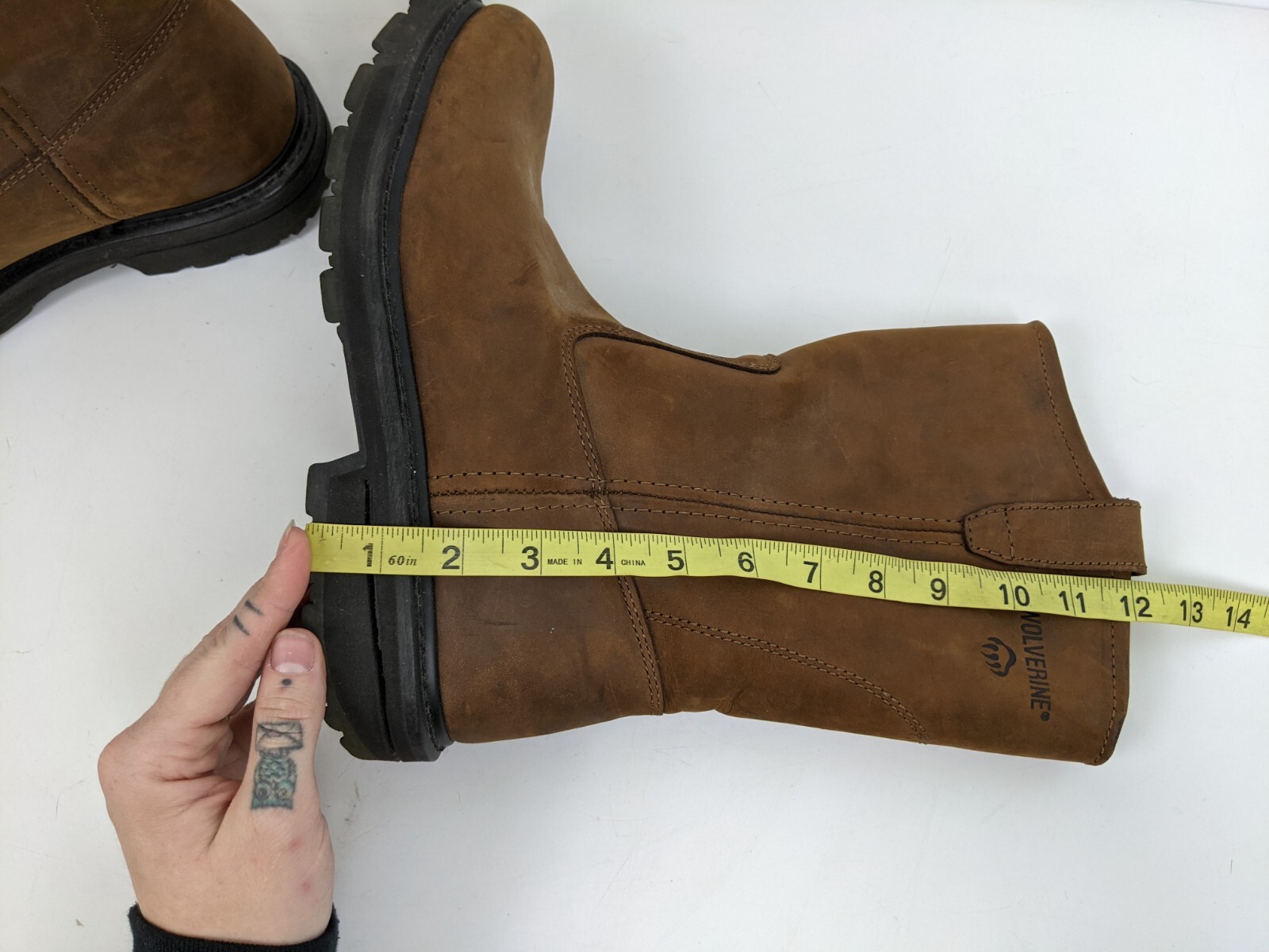 Wolverine W04727 Wellington Brown Leather Work Boots Size 10.5 Oil Resistant