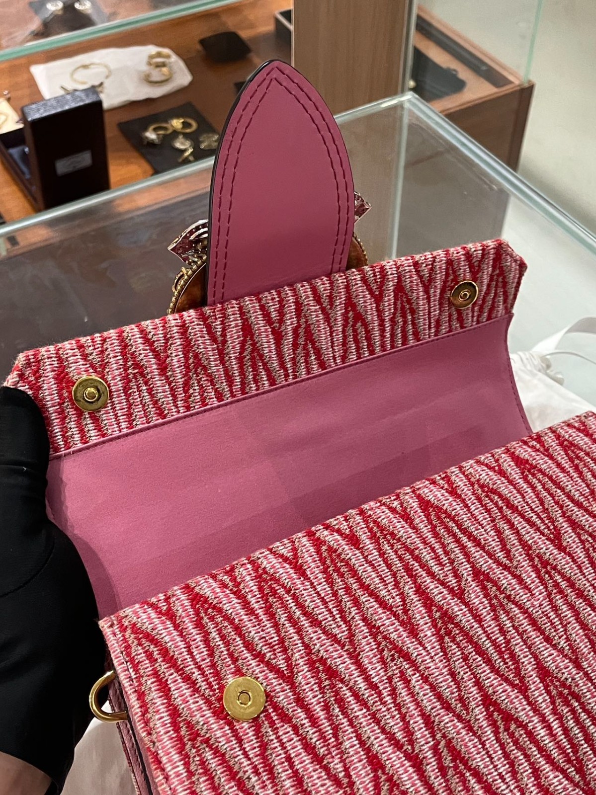 Miu Miu Mini Sunflower Gem Shoulder Bag Pink Leather Italy