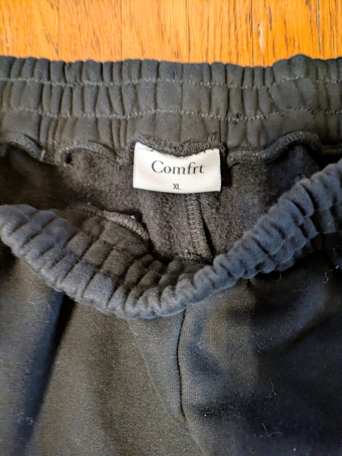 Comfrt Men’s Black Fleece Jogger Pants XL Elastic Waist Pockets Pull On