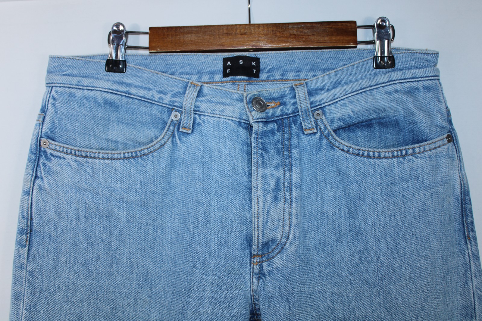 Asket Men’s 31×32 (Fits like 34) Light Blue Straight Leg The Washed Denim Jeans