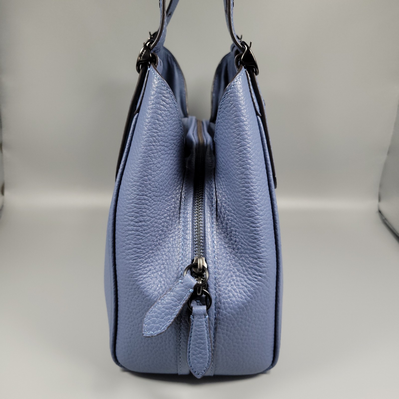 Coach Lori Shoulder Bag Washed Chambray Blue Pebble Leather Purse + Dust Bag