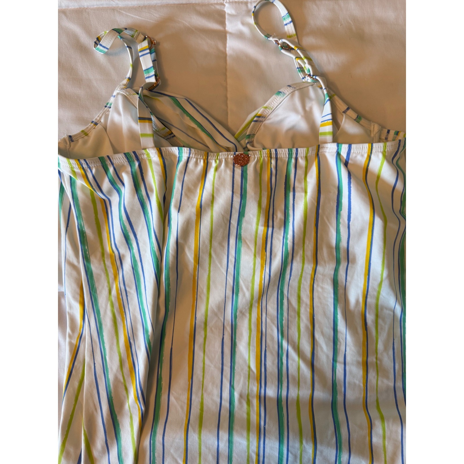 Swim Systems Multicolor Striped Tankini Top & Bikini Bottom Set 38DD C792