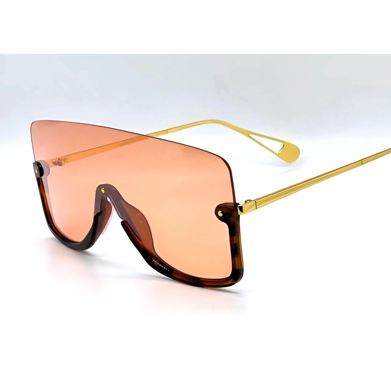 Oversized Square Shield Sunglasses Tortoise Frame Amber Lens UV400 Women Gafas