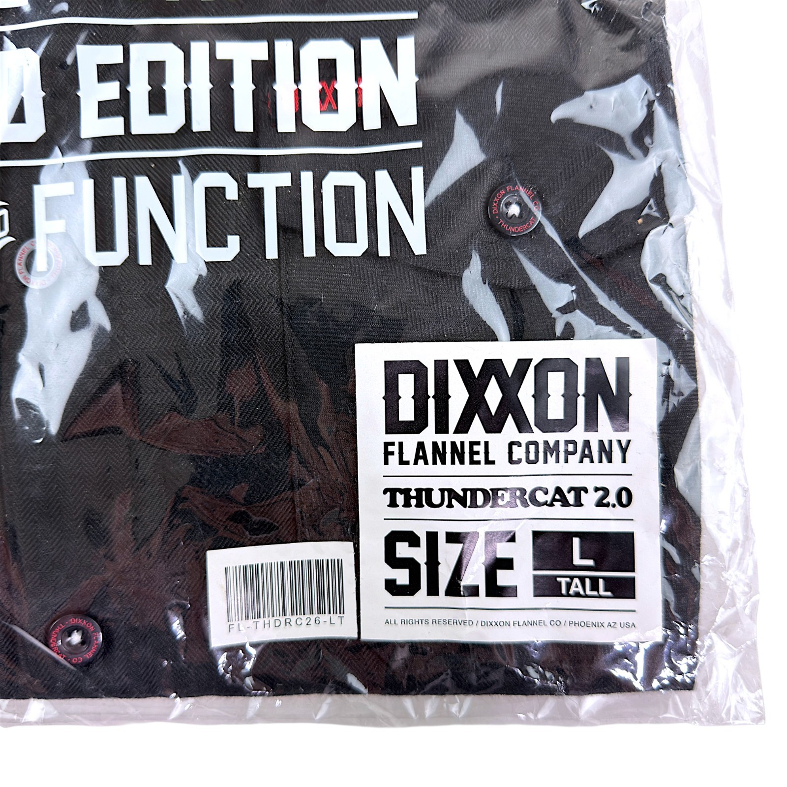 DIXXON Flannel “Thundercat 2.0” Men’s LARGE TALL LT Jacquard Black Button Shirt