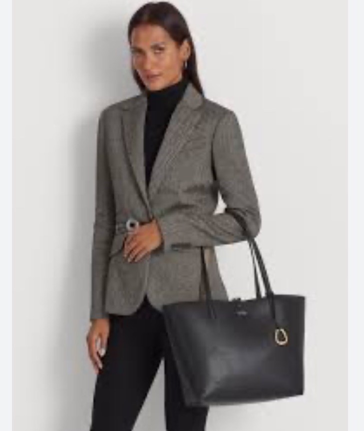 Lauren Ralph Lauren Black Med Size 100% Polyurethane Tote Classy Classic